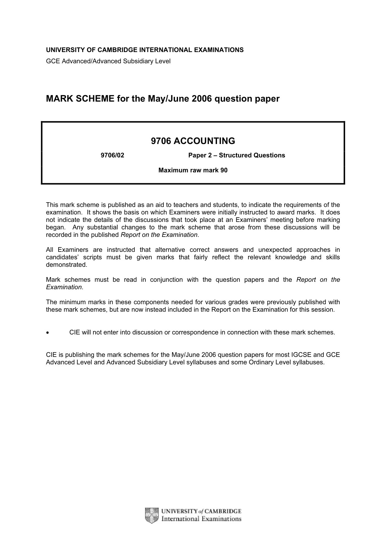 Mark scheme, page 1 of 5