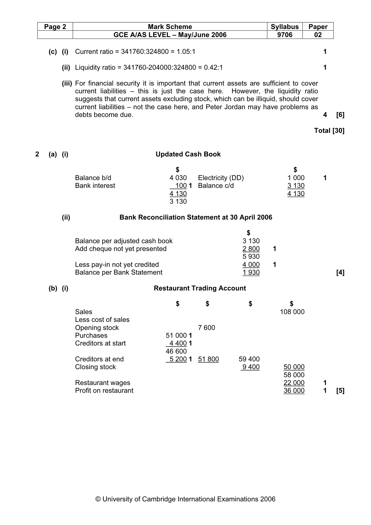 Mark scheme, page 3 of 5