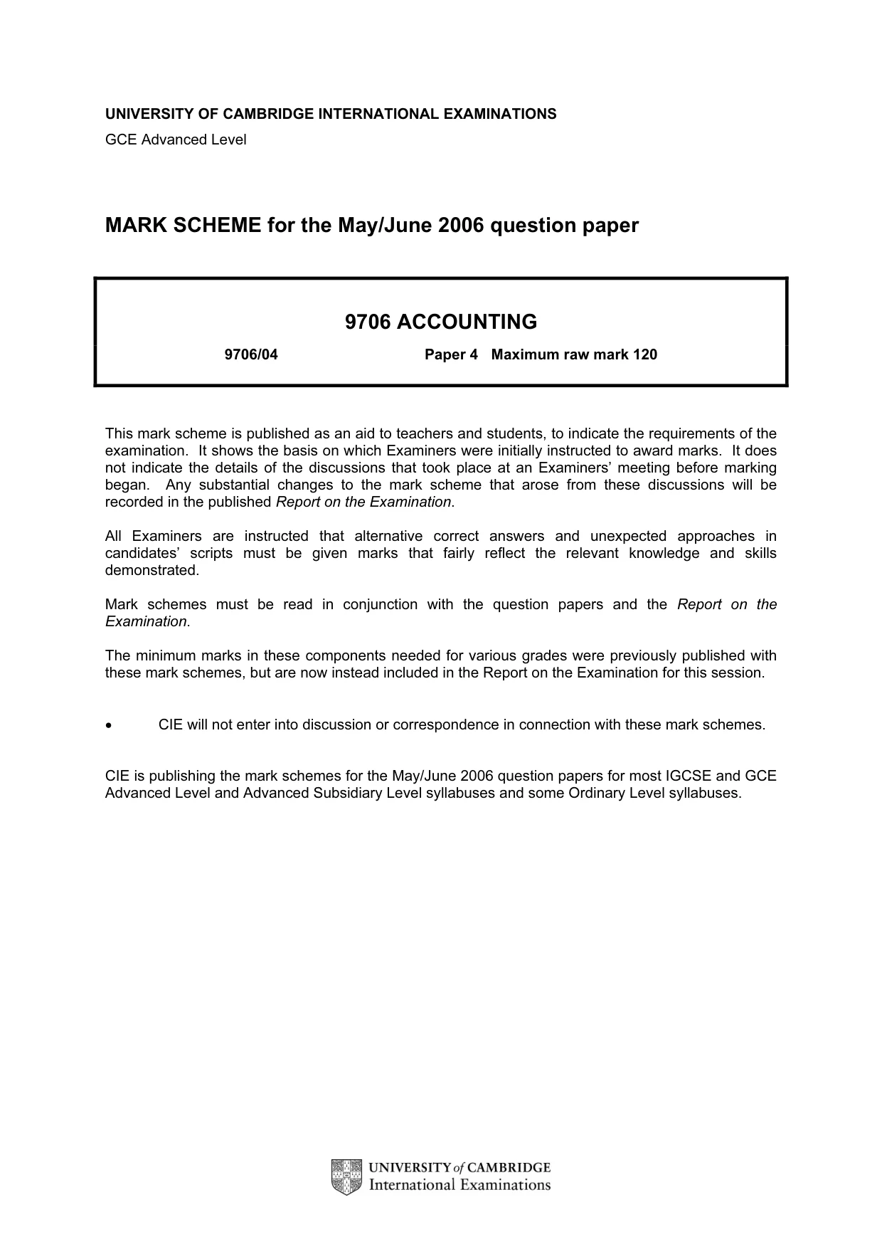 Mark scheme, page 1 of 6