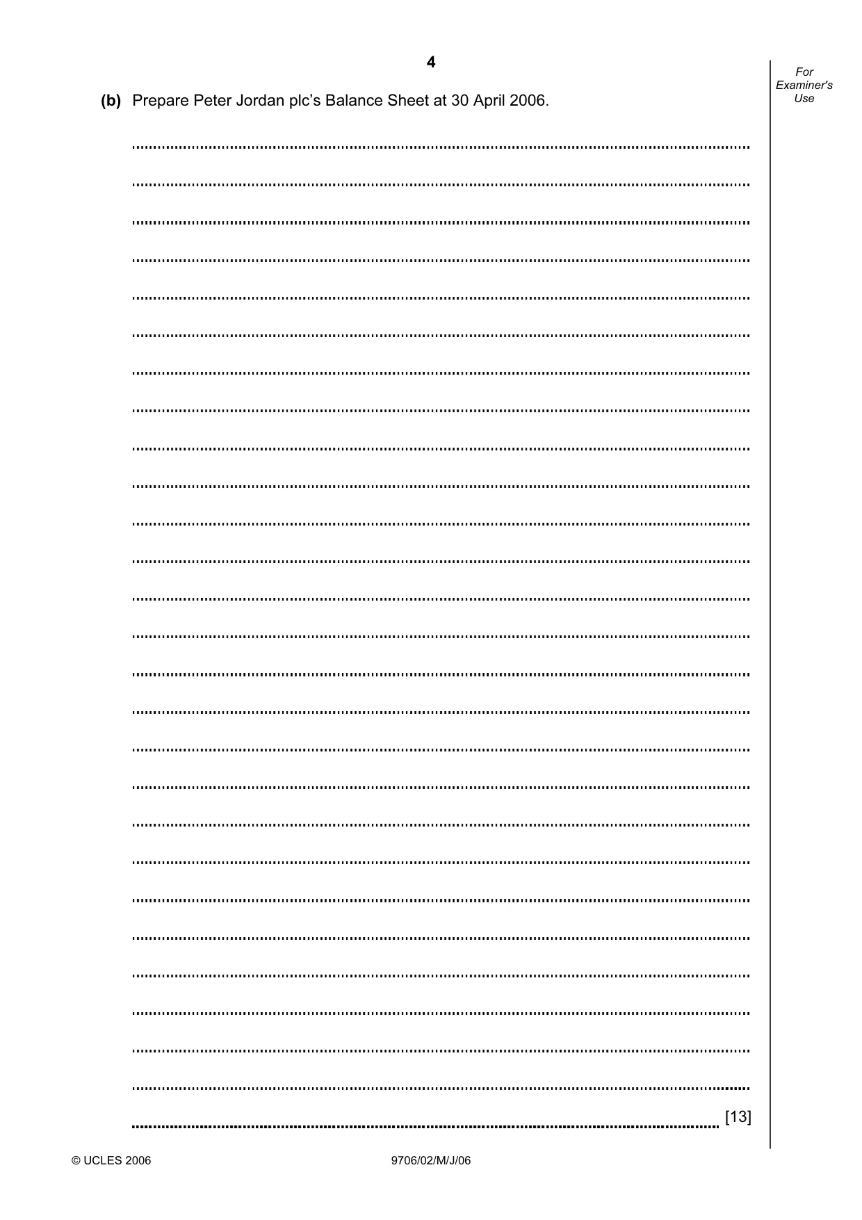Cambridge A Level Accounting 9706 2006 May/June Paper 2 · Variant 1 question paper, page 4 of 16