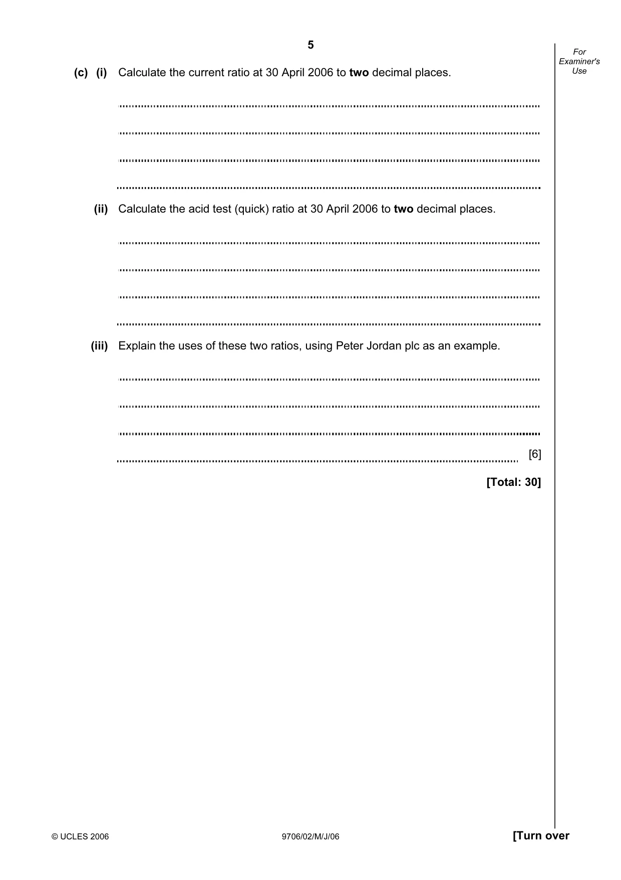 Cambridge A Level Accounting 9706 2006 May/June Paper 2 · Variant 1 question paper, page 5 of 16