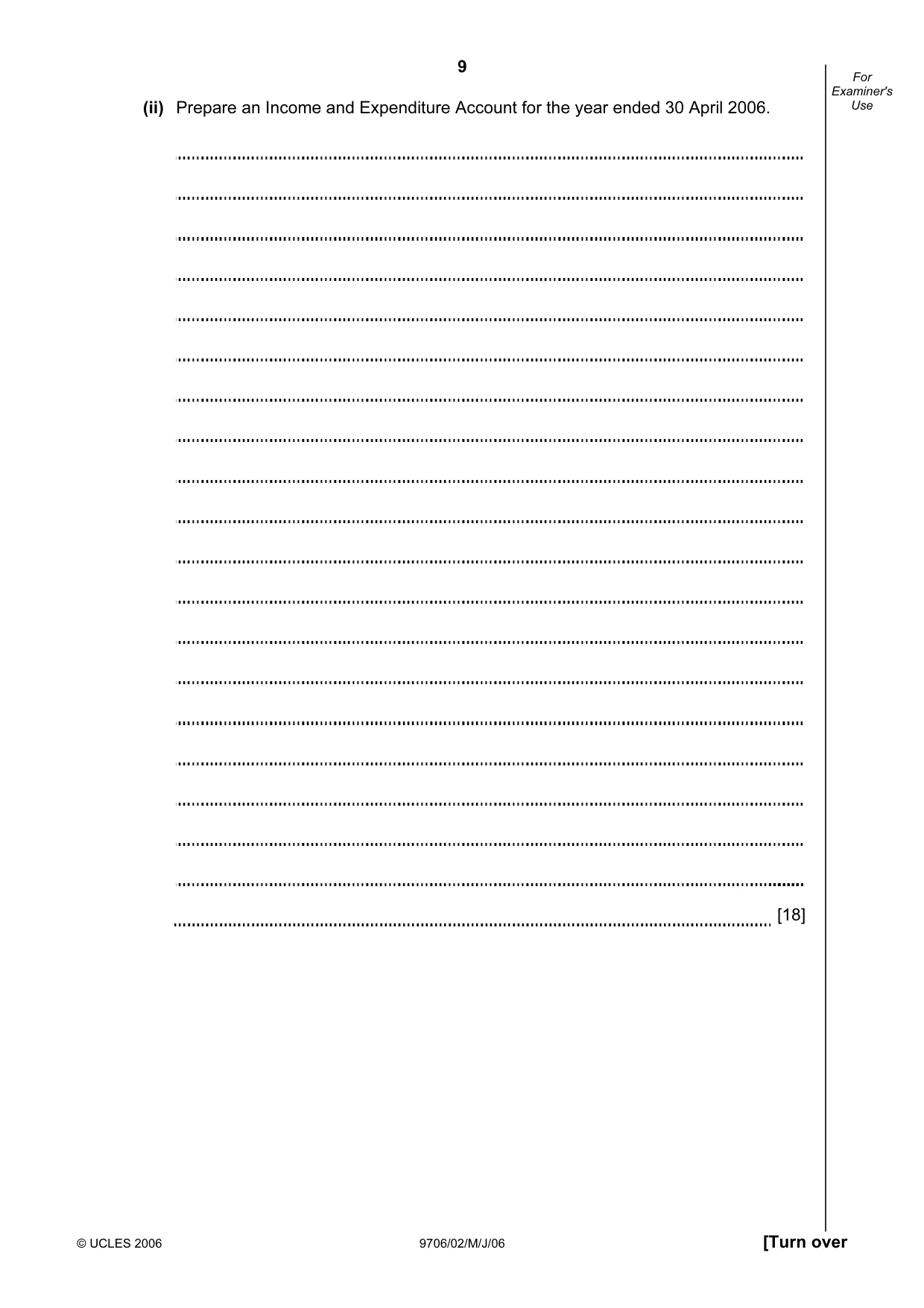 Cambridge A Level Accounting 9706 2006 May/June Paper 2 · Variant 1 question paper, page 9 of 16
