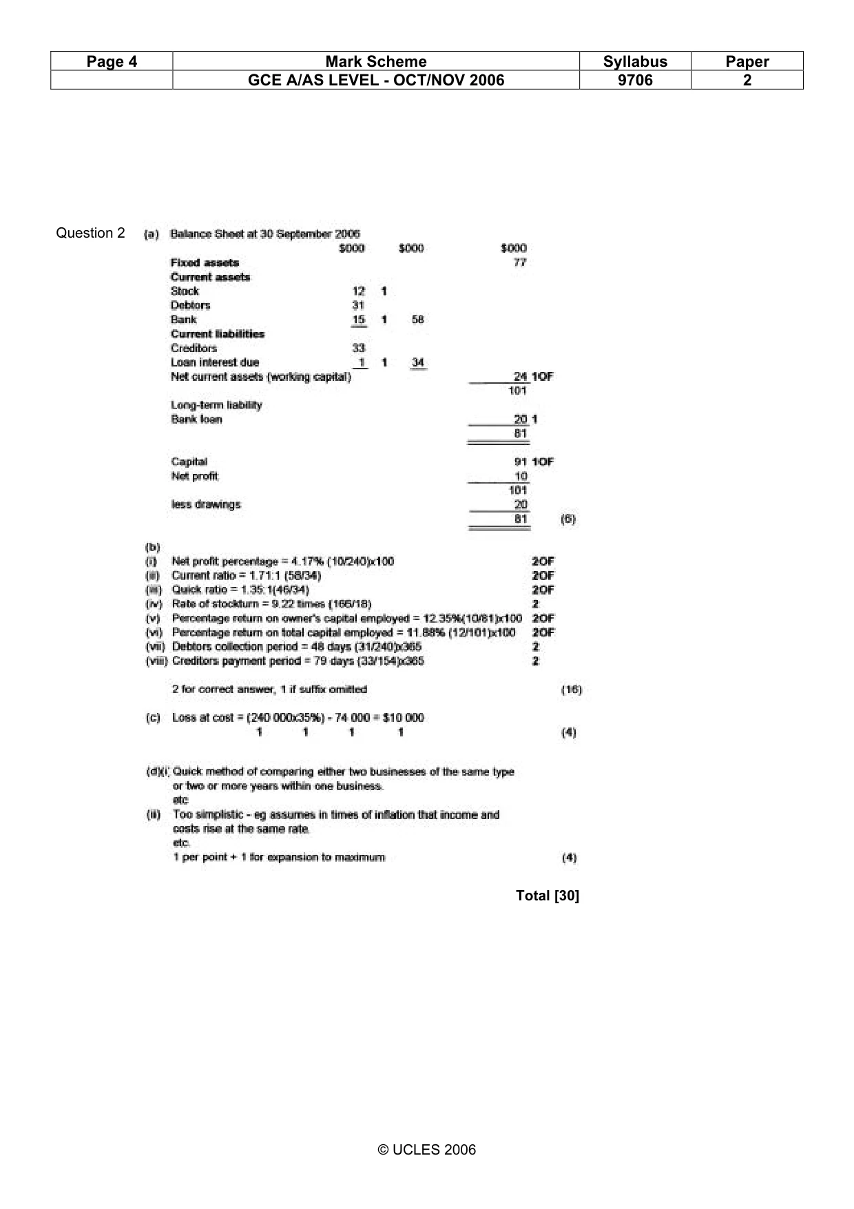 Mark scheme, page 4 of 6