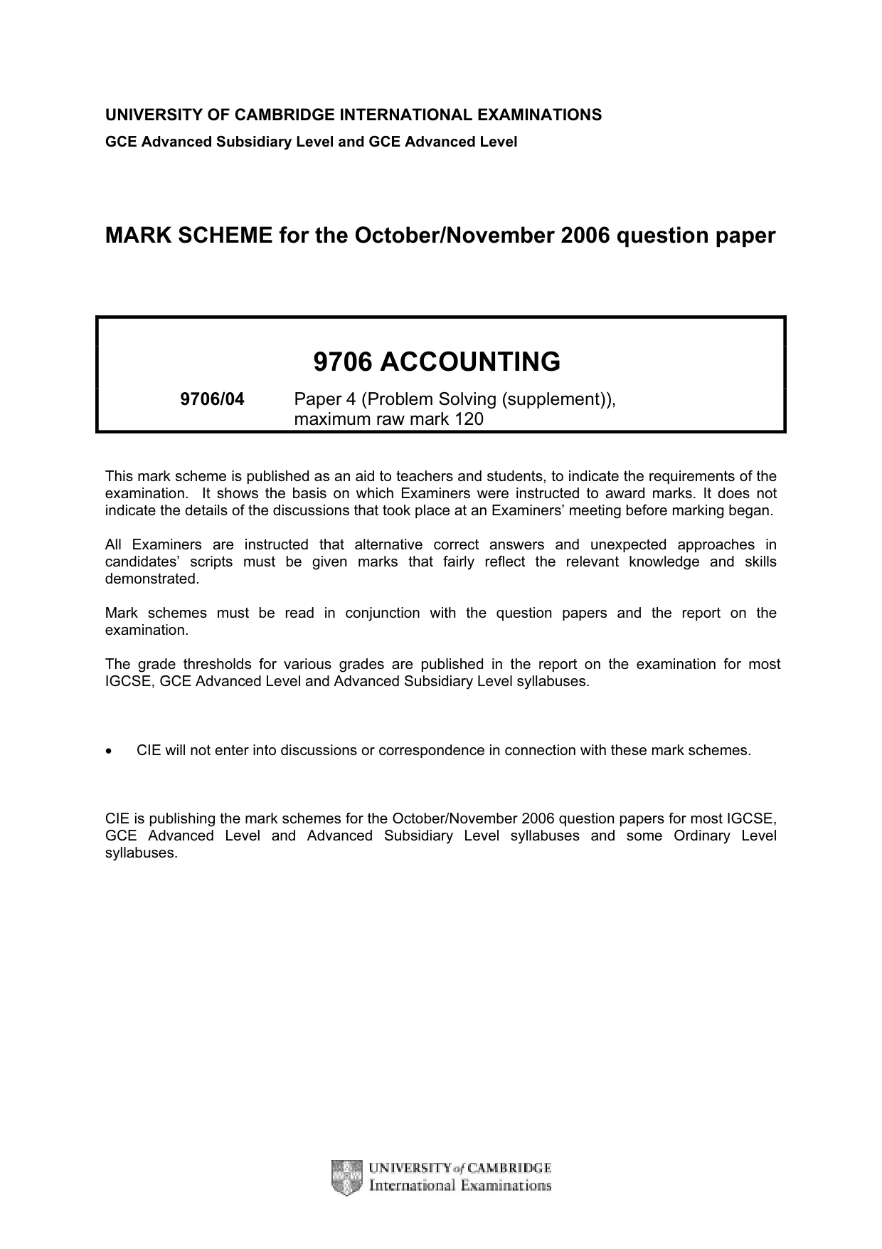 Mark scheme, page 1 of 7
