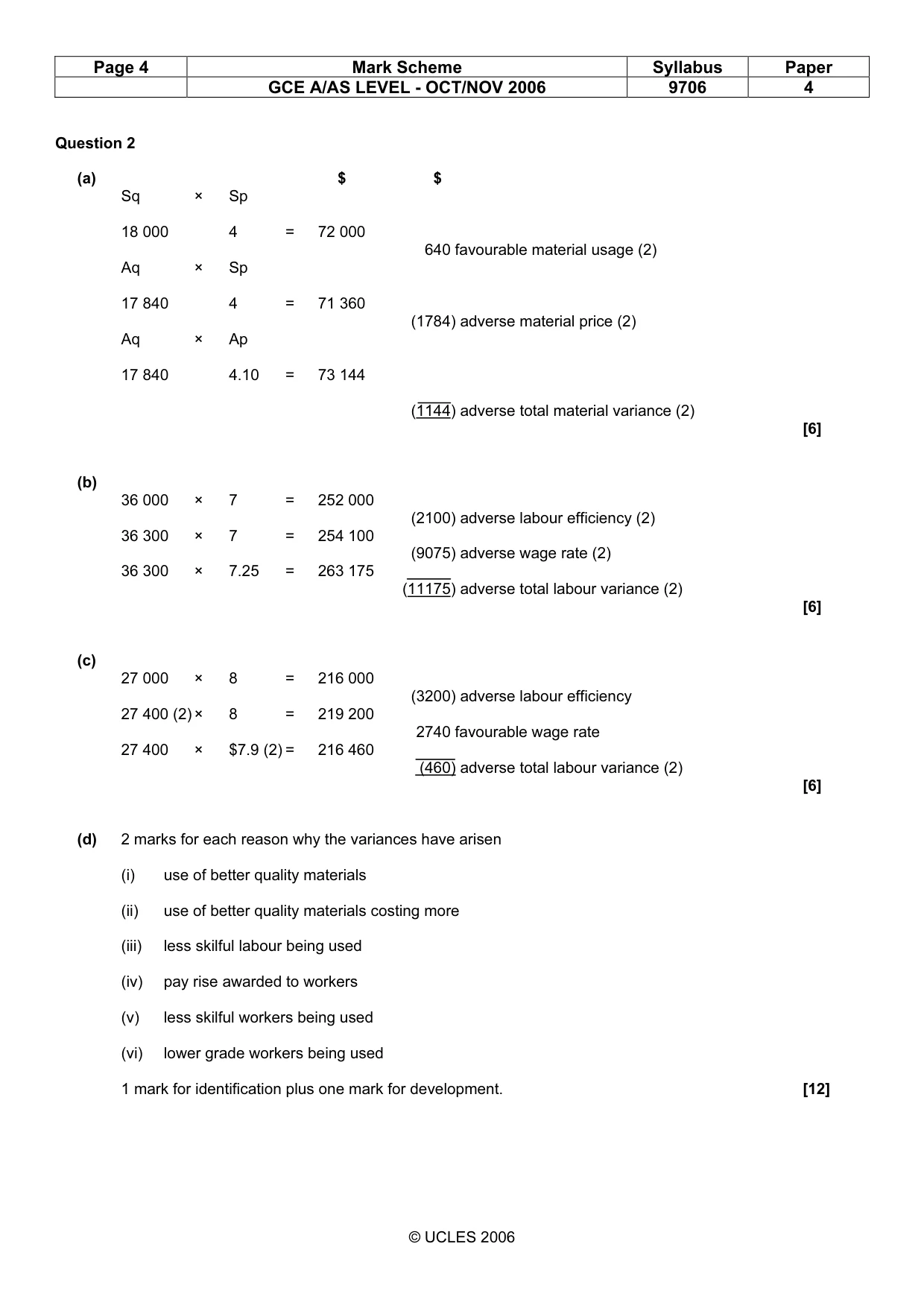 Mark scheme, page 4 of 7