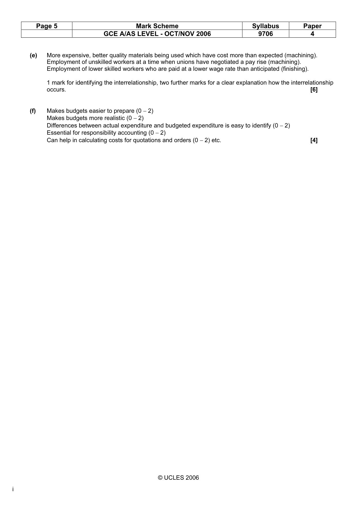 Mark scheme, page 5 of 7