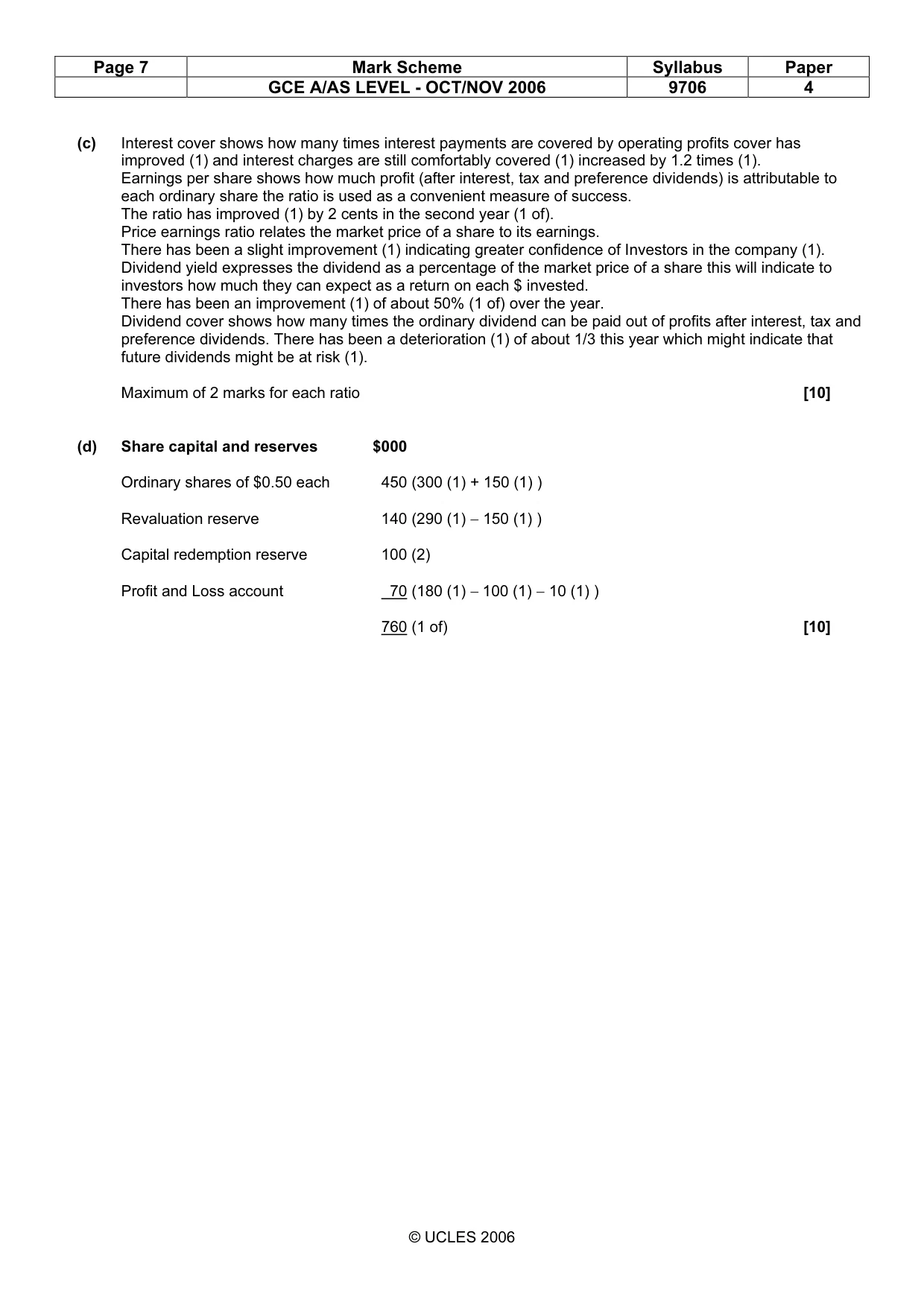 Mark scheme, page 7 of 7