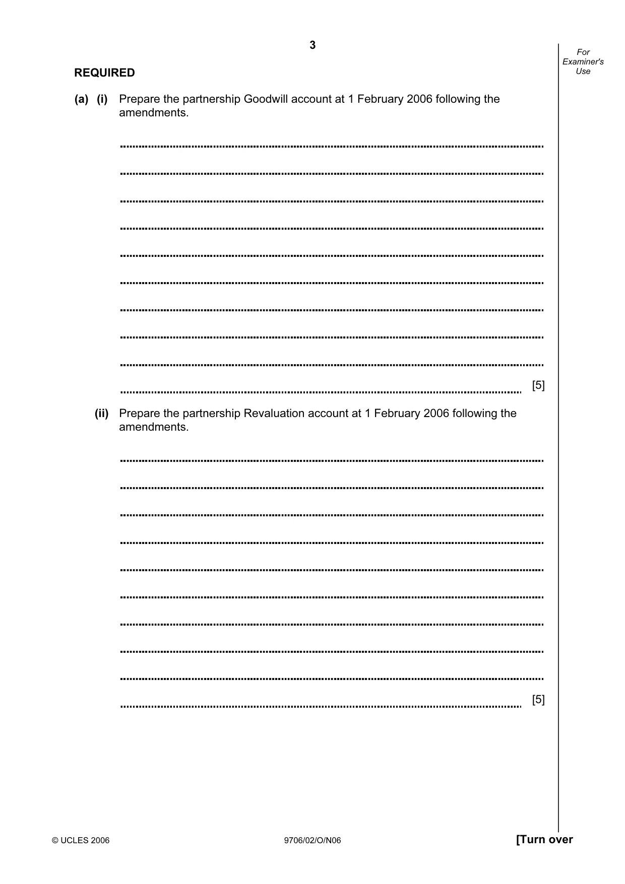 Cambridge A Level Accounting 9706 2006 Oct/Nov Paper 2 · Variant 1 question paper, page 3 of 16