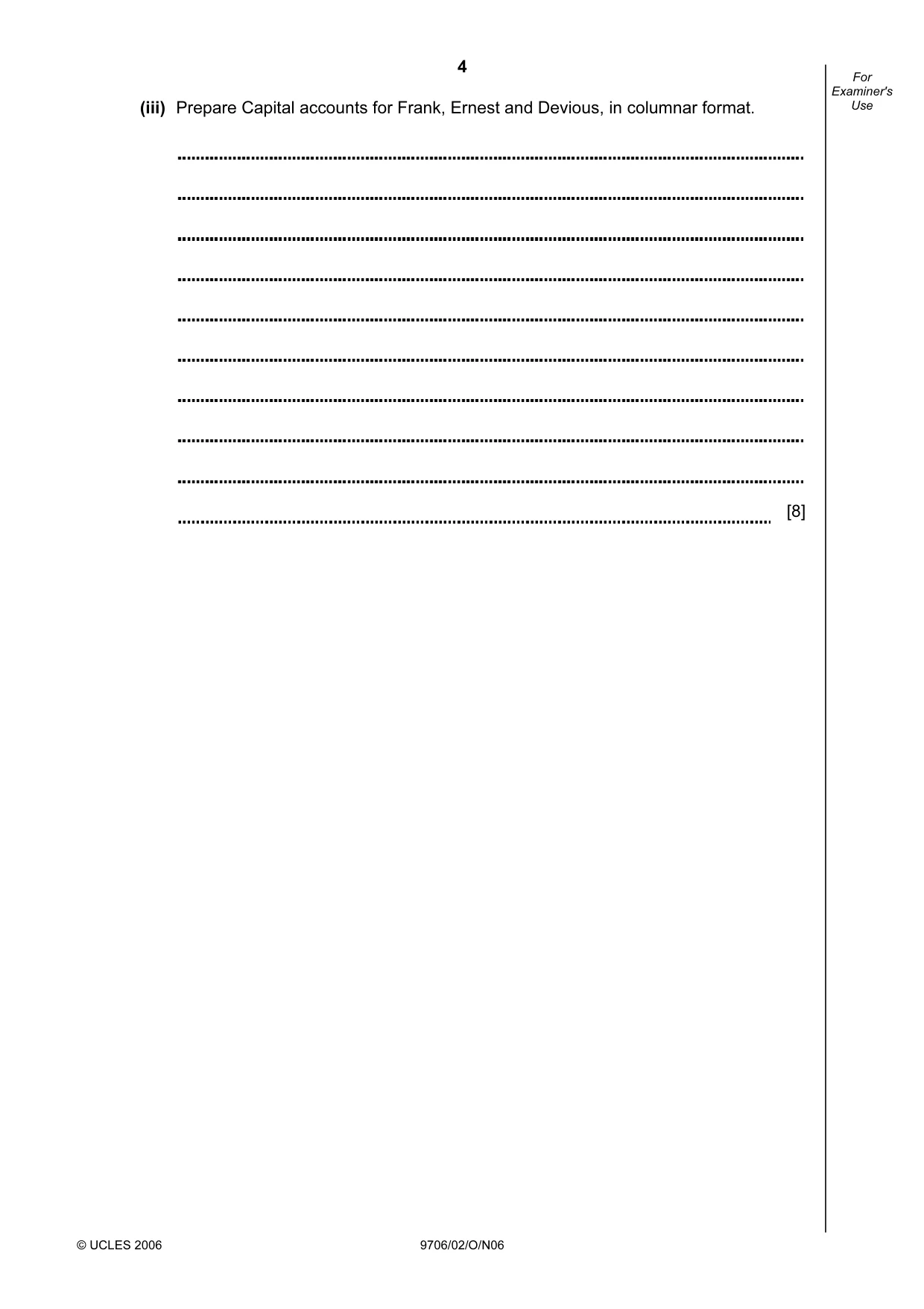 Cambridge A Level Accounting 9706 2006 Oct/Nov Paper 2 · Variant 1 question paper, page 4 of 16
