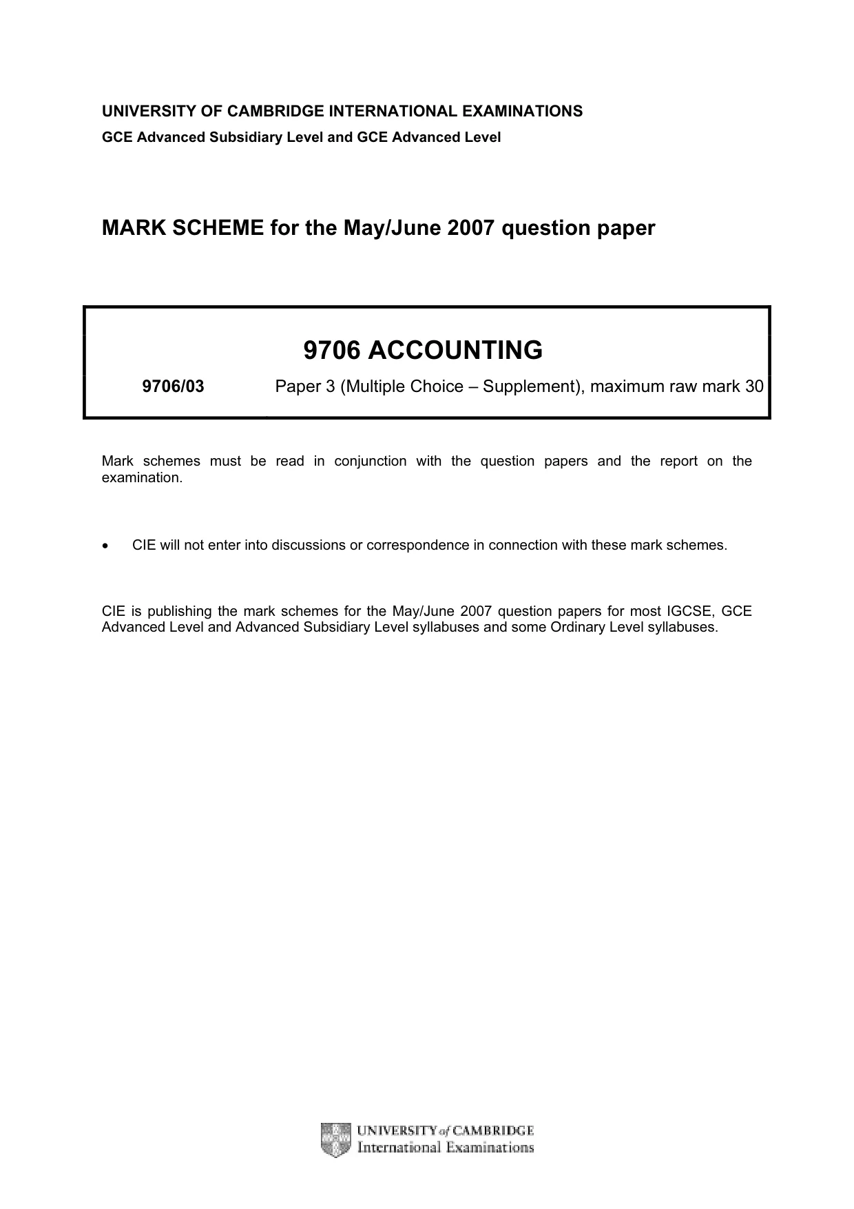 Mark scheme, page 1 of 2