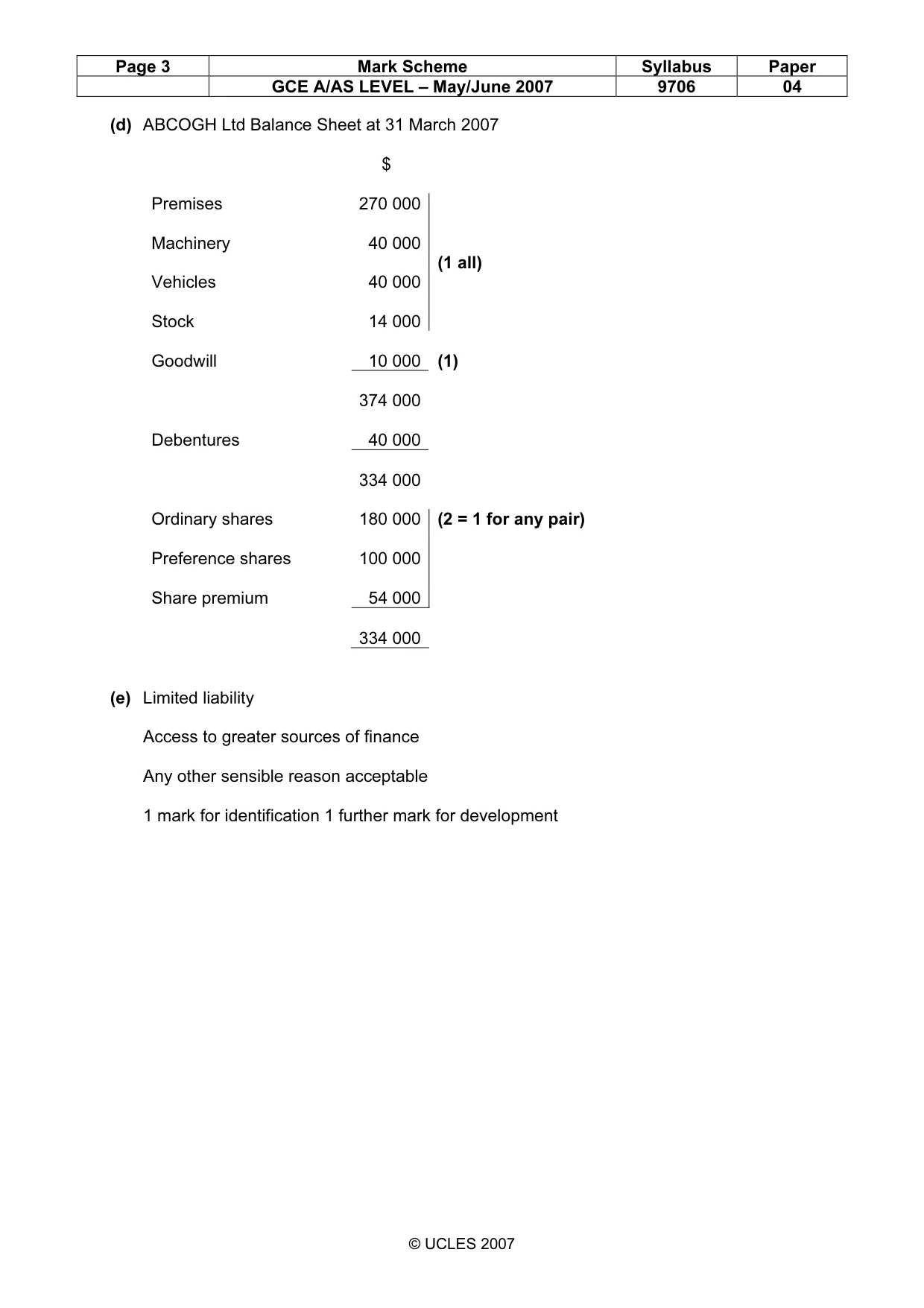 Mark scheme, page 3 of 7