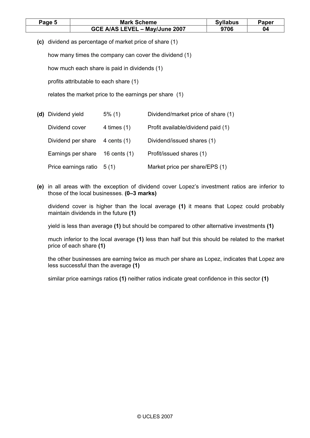Mark scheme, page 5 of 7