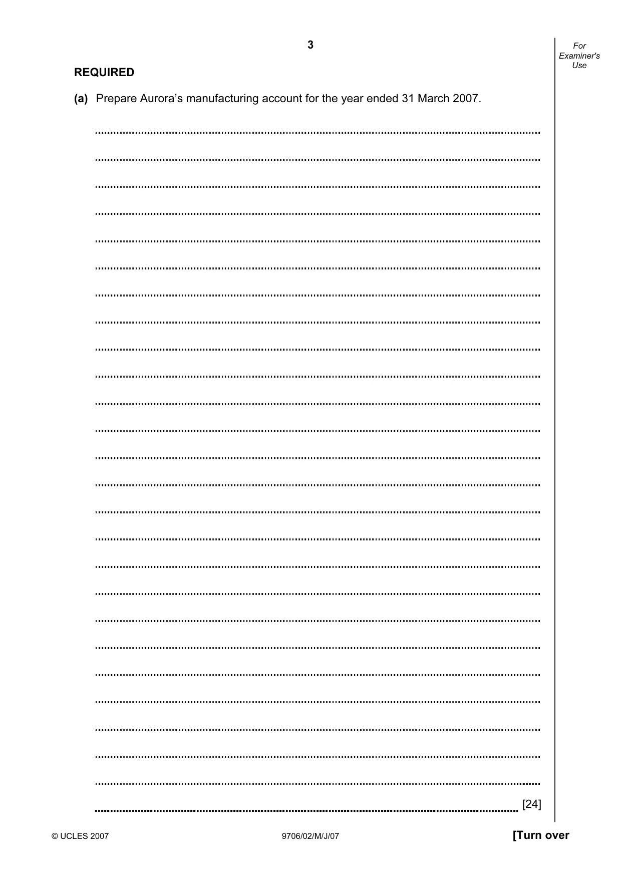 Cambridge A Level Accounting 9706 2007 May/June Paper 2 · Variant 1 question paper, page 3 of 12