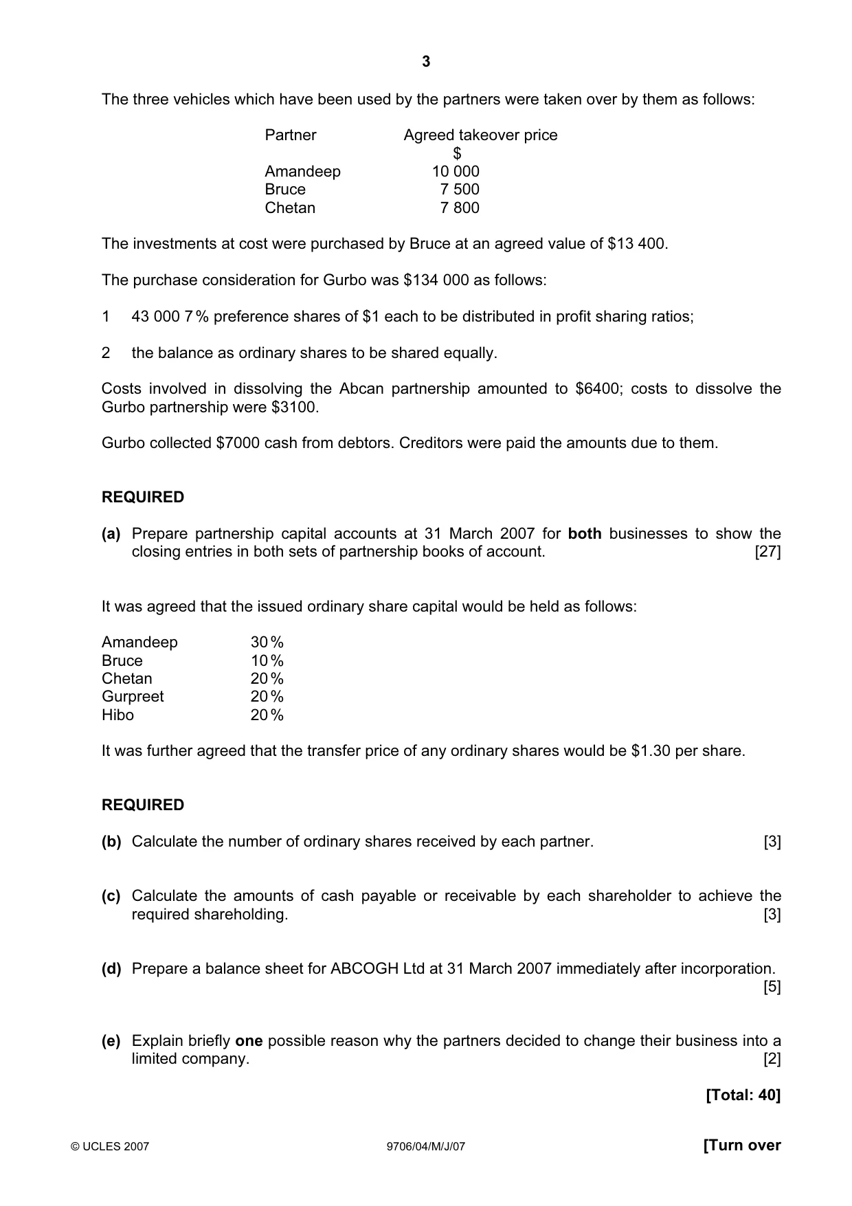 Cambridge A Level Accounting 9706 2007 May/June Paper 4 · Variant 1 question paper, page 3 of 8