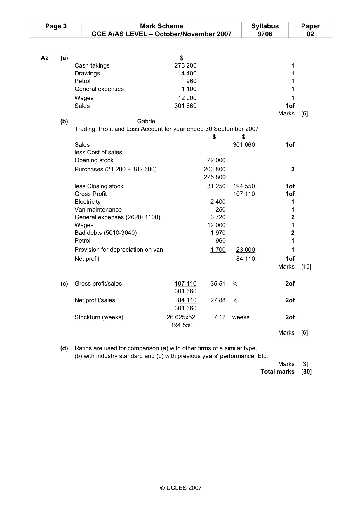 Mark scheme, page 3 of 4