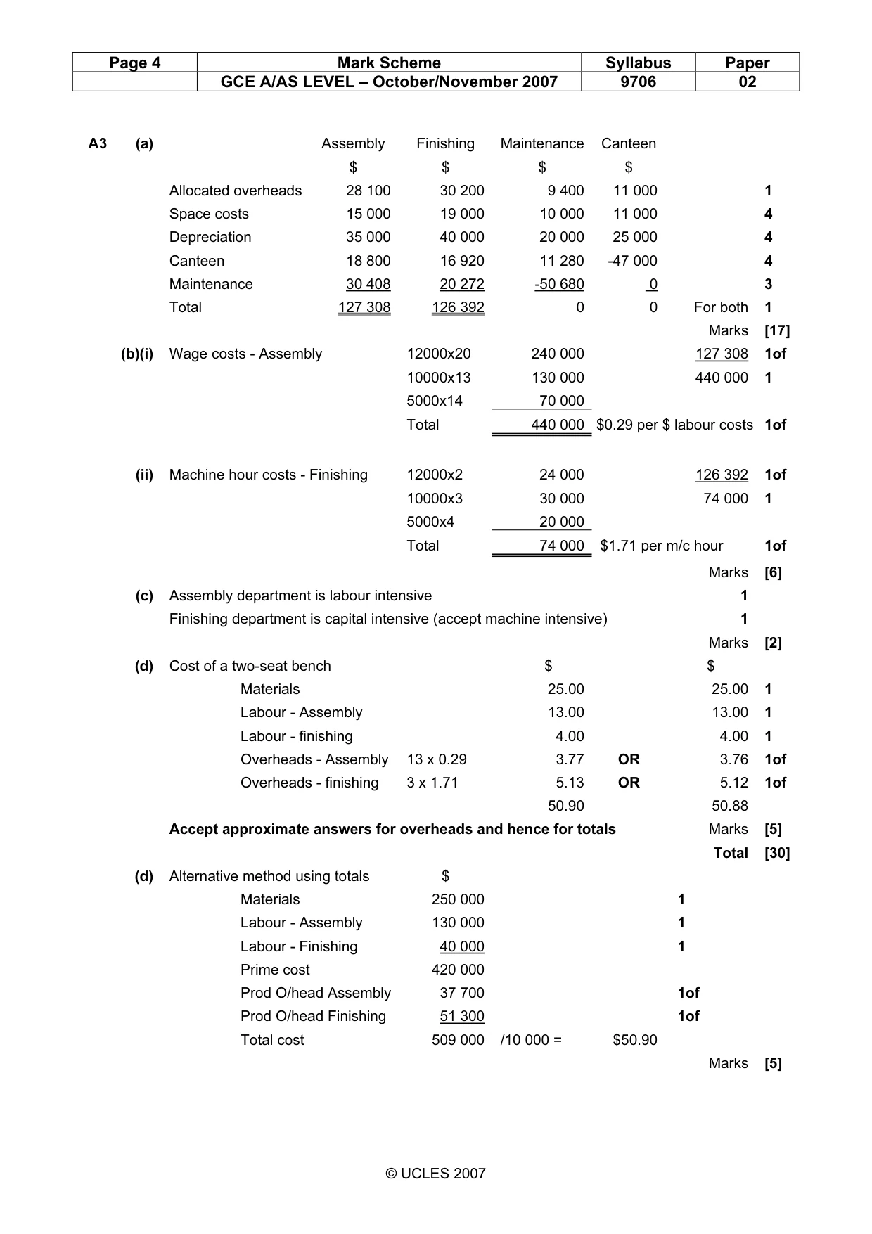 Mark scheme, page 4 of 4