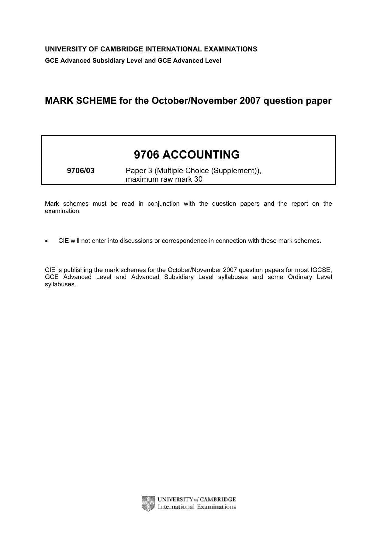 Mark scheme, page 1 of 2