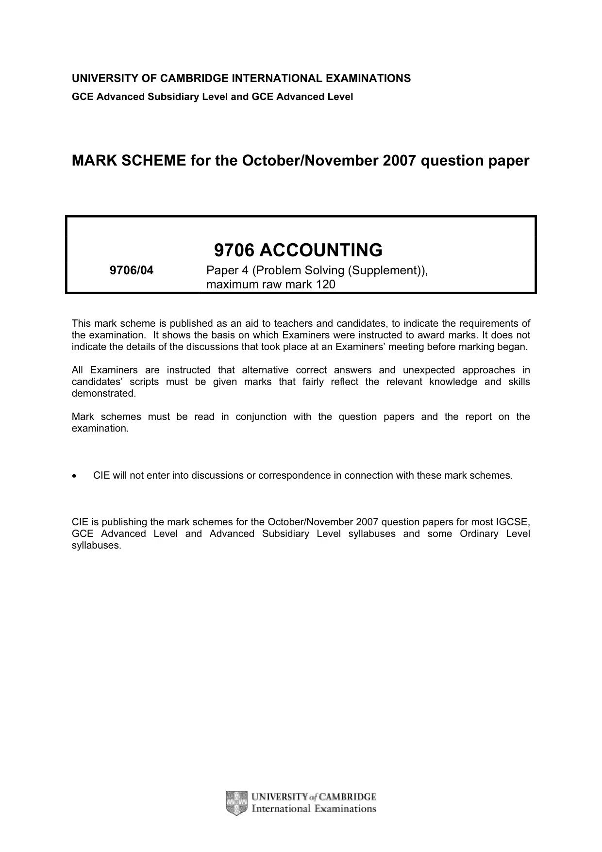 Mark scheme, page 1 of 8