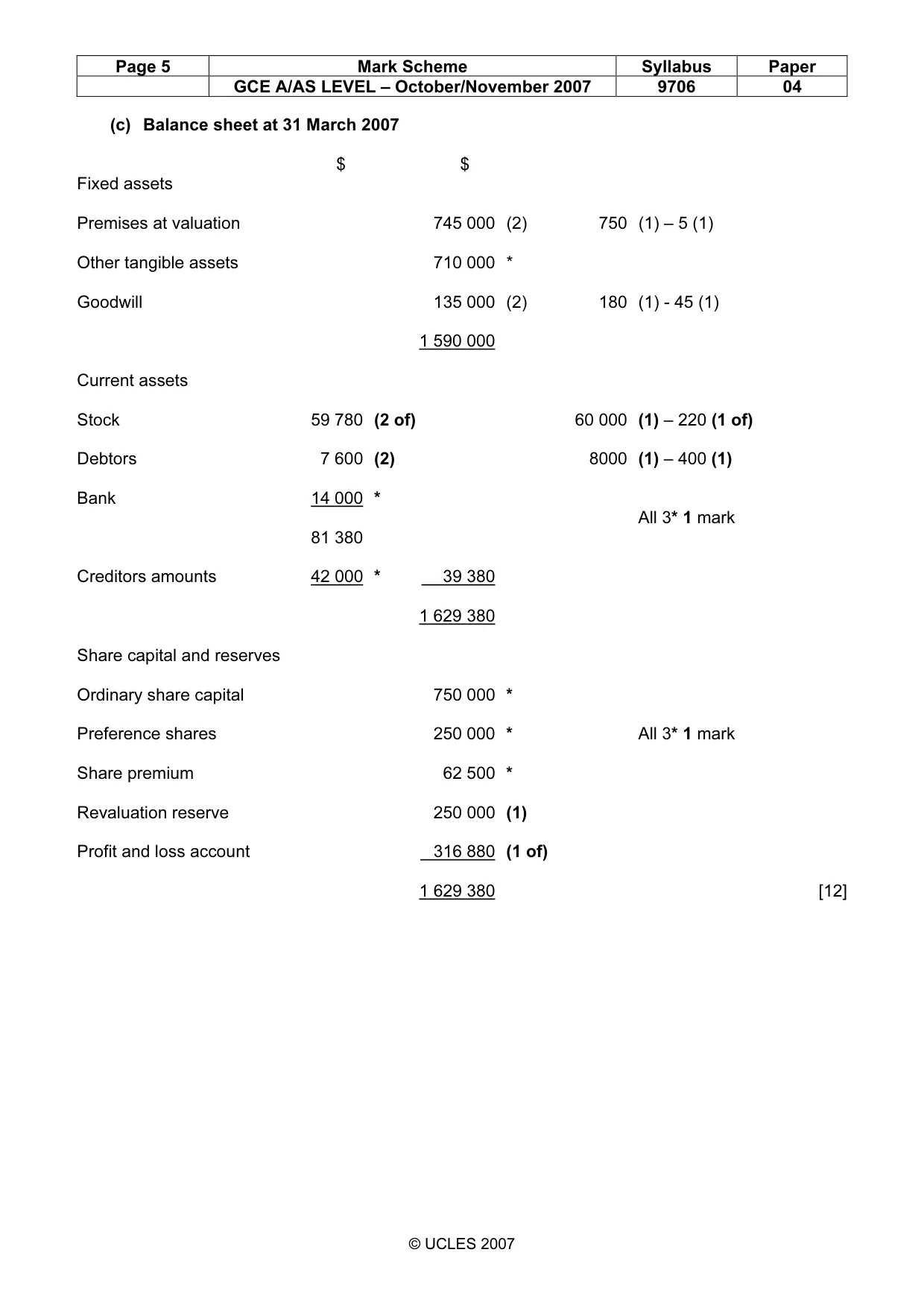 Mark scheme, page 5 of 8