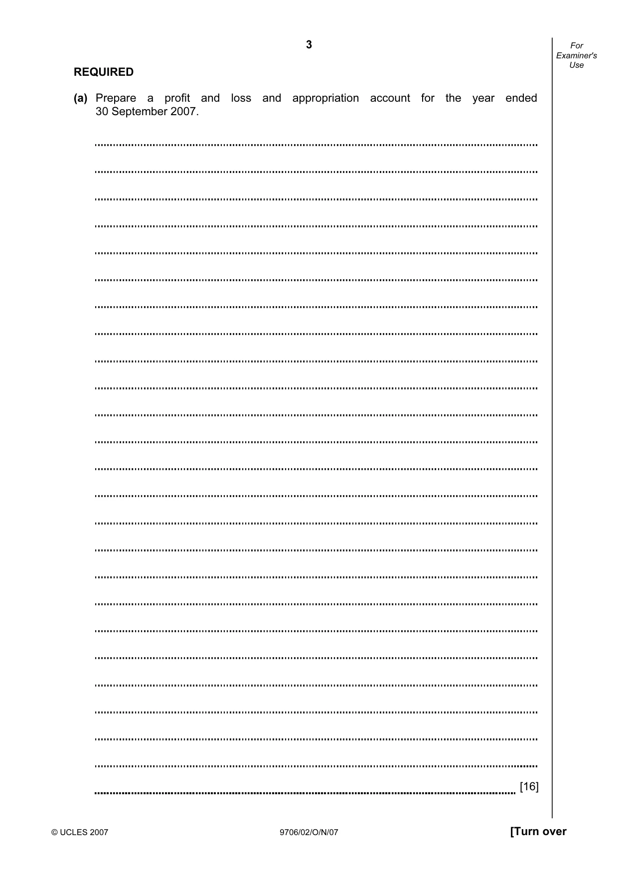 Cambridge A Level Accounting 9706 2007 Oct/Nov Paper 2 · Variant 1 question paper, page 3 of 12