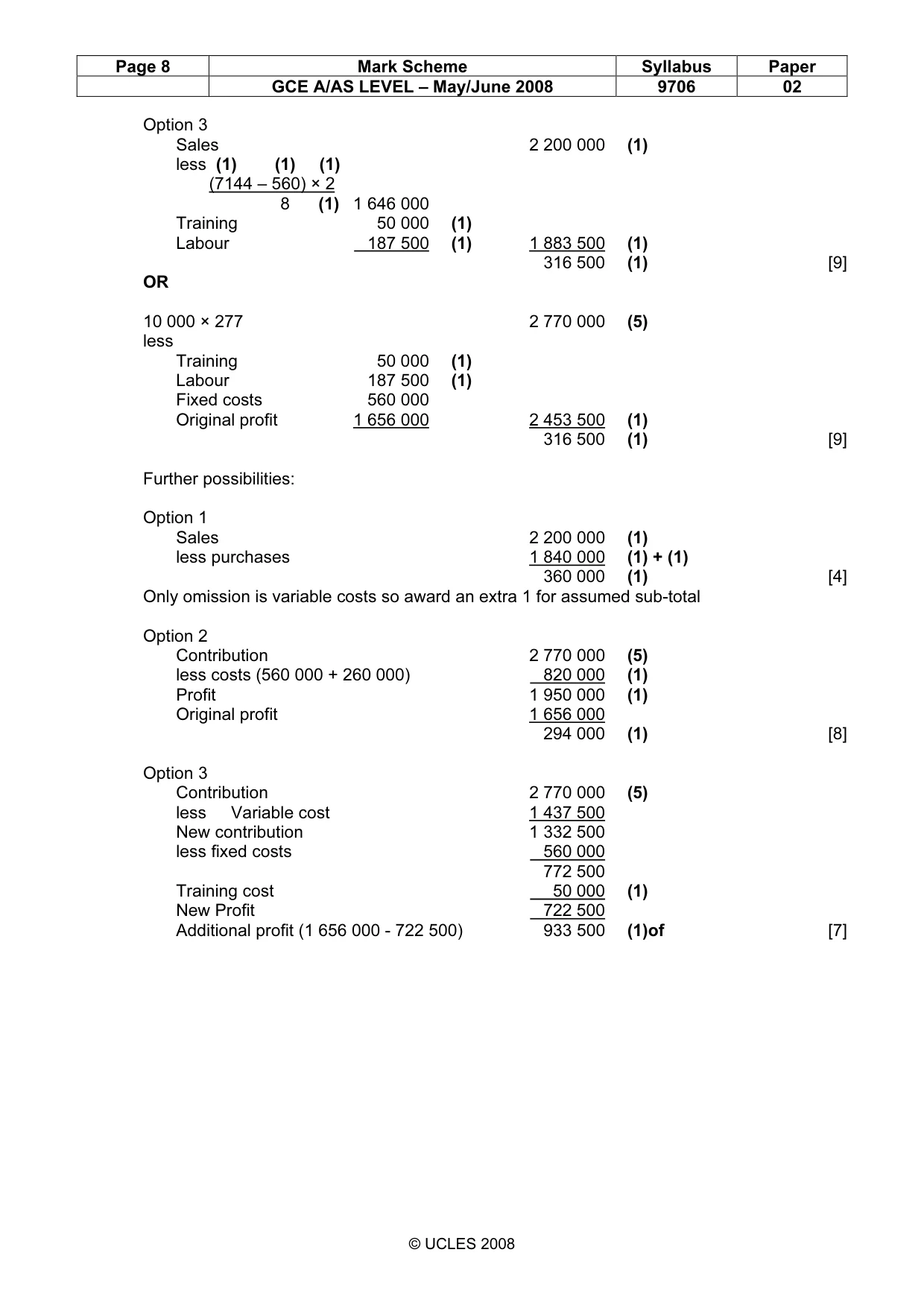 Mark scheme, page 8 of 8
