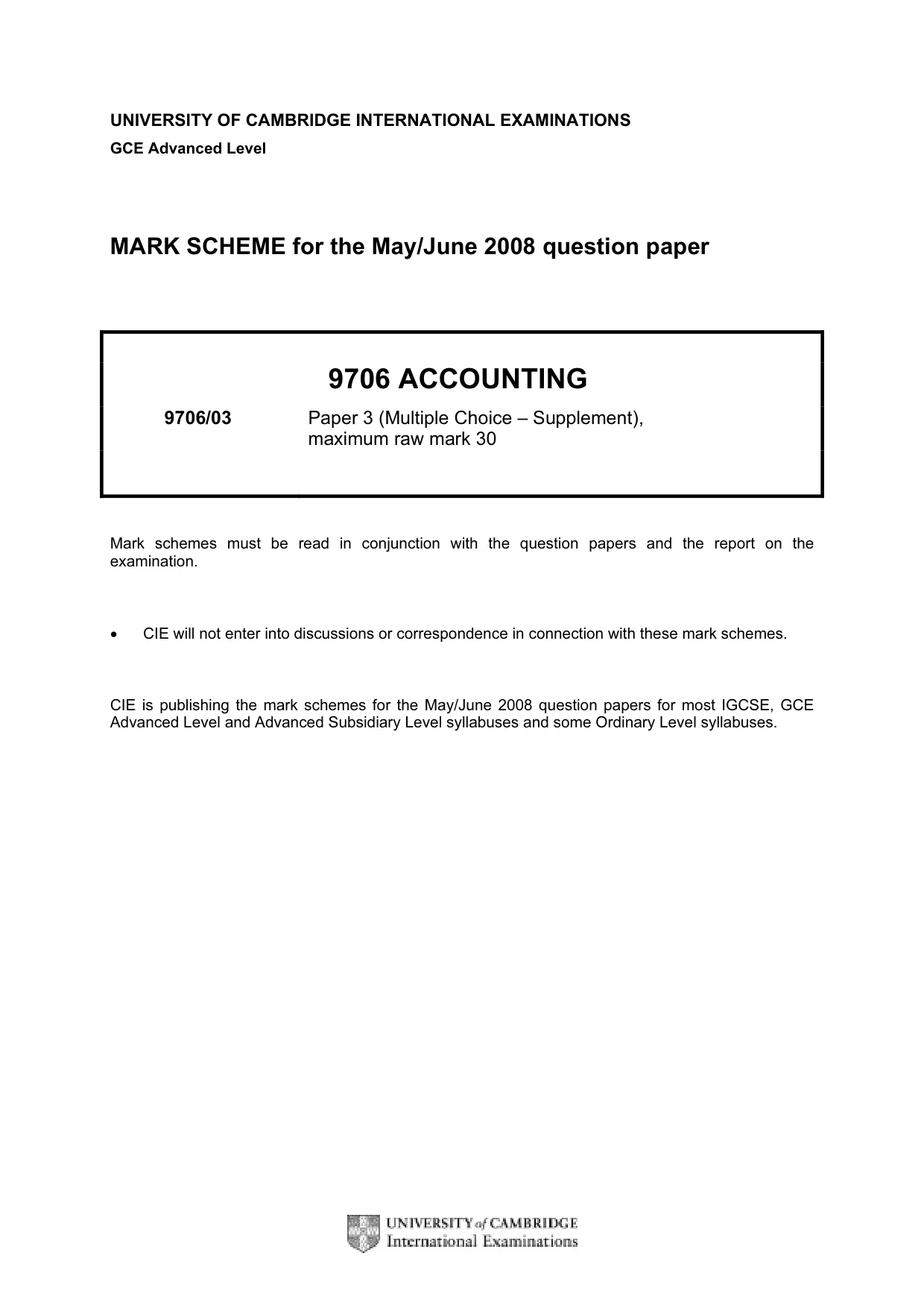 Mark scheme, page 1 of 2