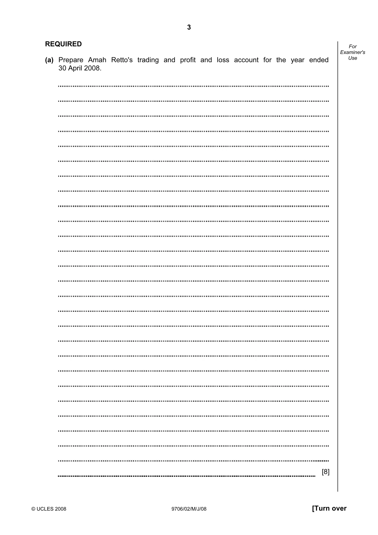 Cambridge A Level Accounting 9706 2008 May/June Paper 2 · Variant 1 question paper, page 3 of 16
