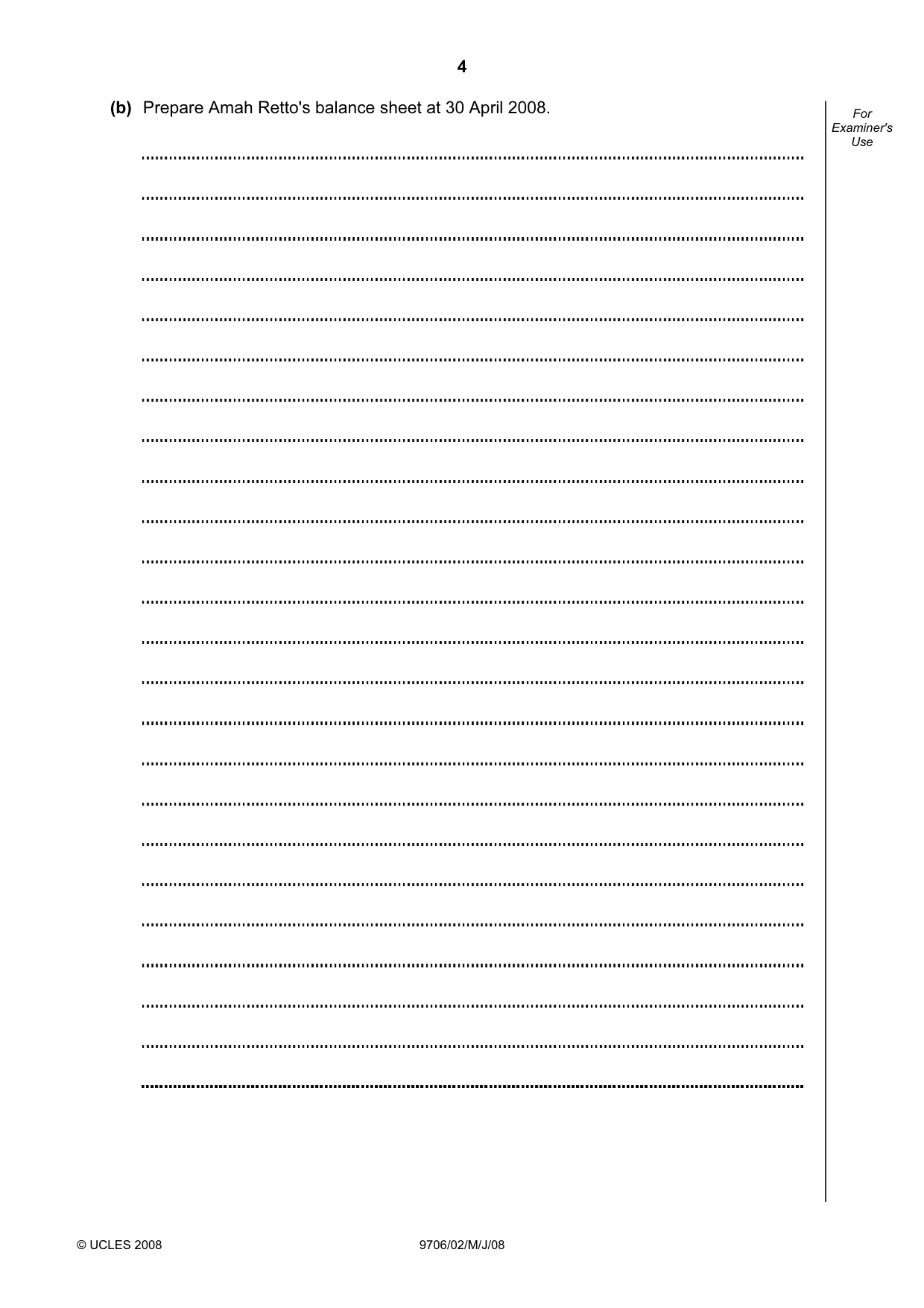 Cambridge A Level Accounting 9706 2008 May/June Paper 2 · Variant 1 question paper, page 4 of 16