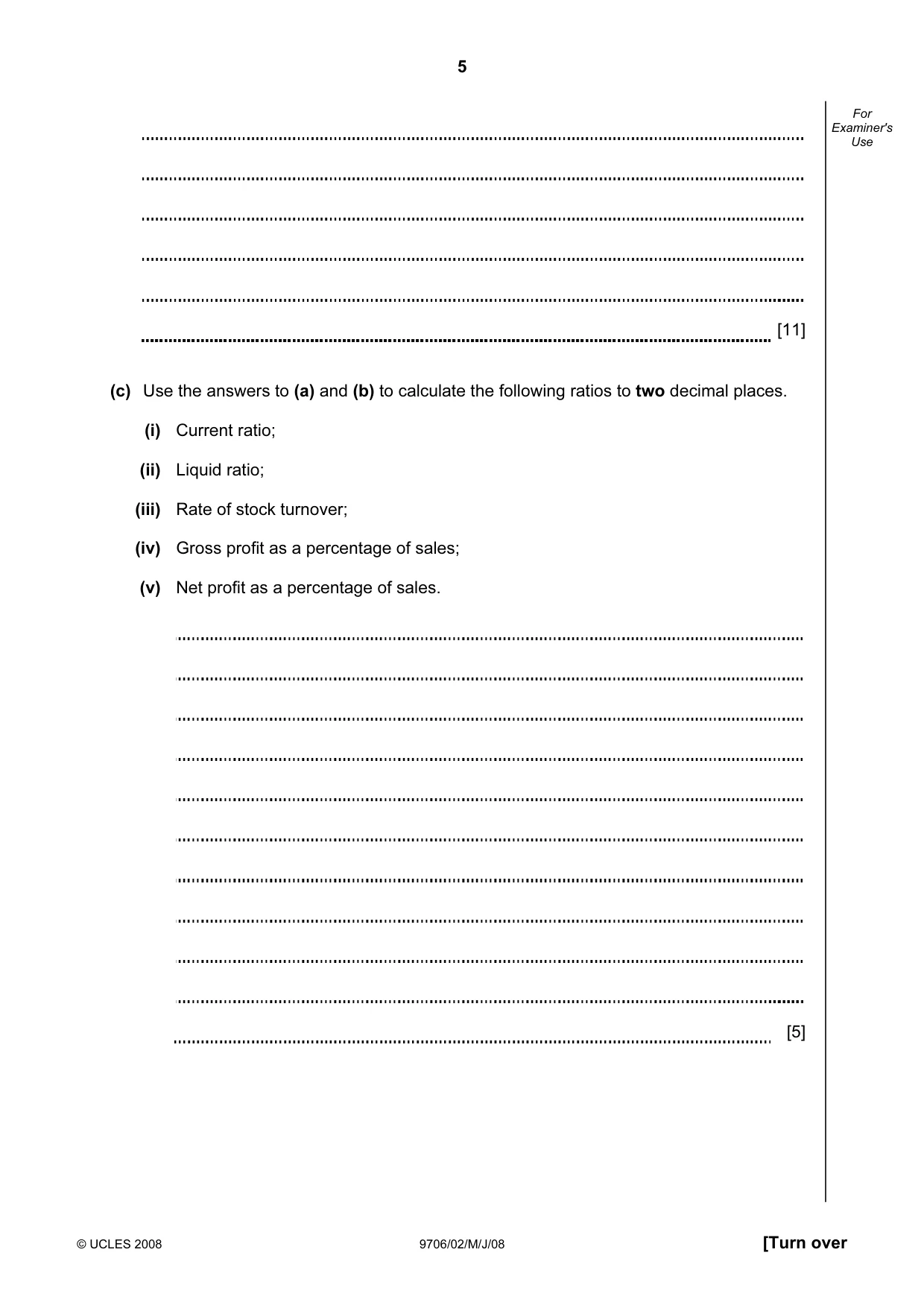 Cambridge A Level Accounting 9706 2008 May/June Paper 2 · Variant 1 question paper, page 5 of 16