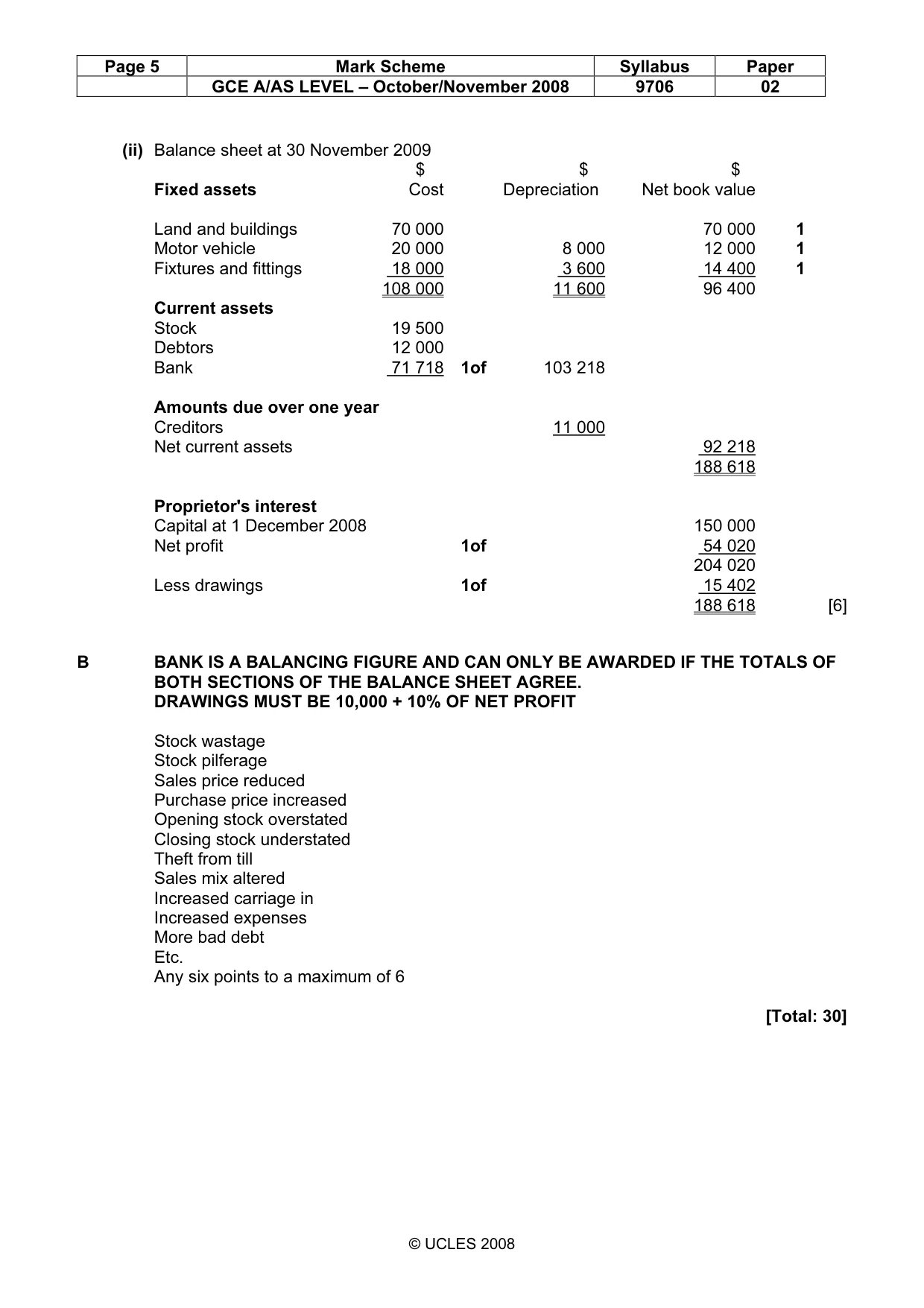 Mark scheme, page 5 of 7