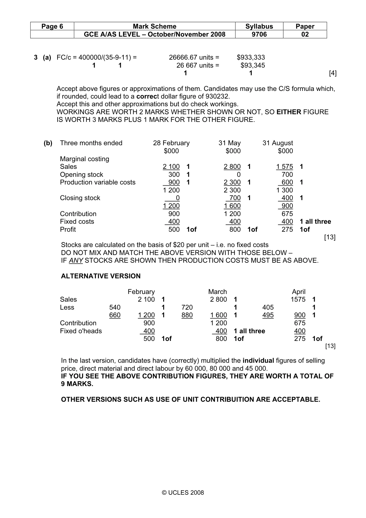 Mark scheme, page 6 of 7