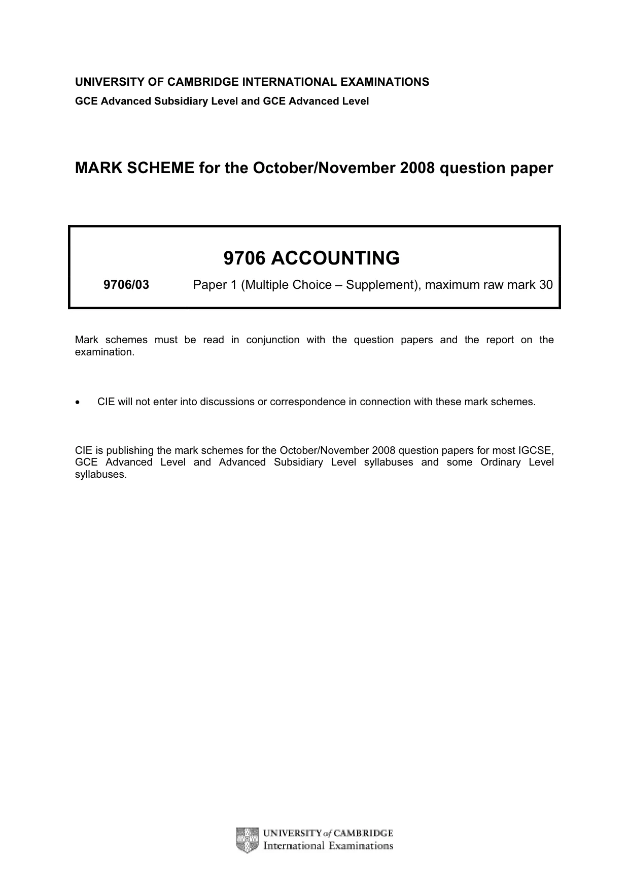 Mark scheme, page 1 of 2