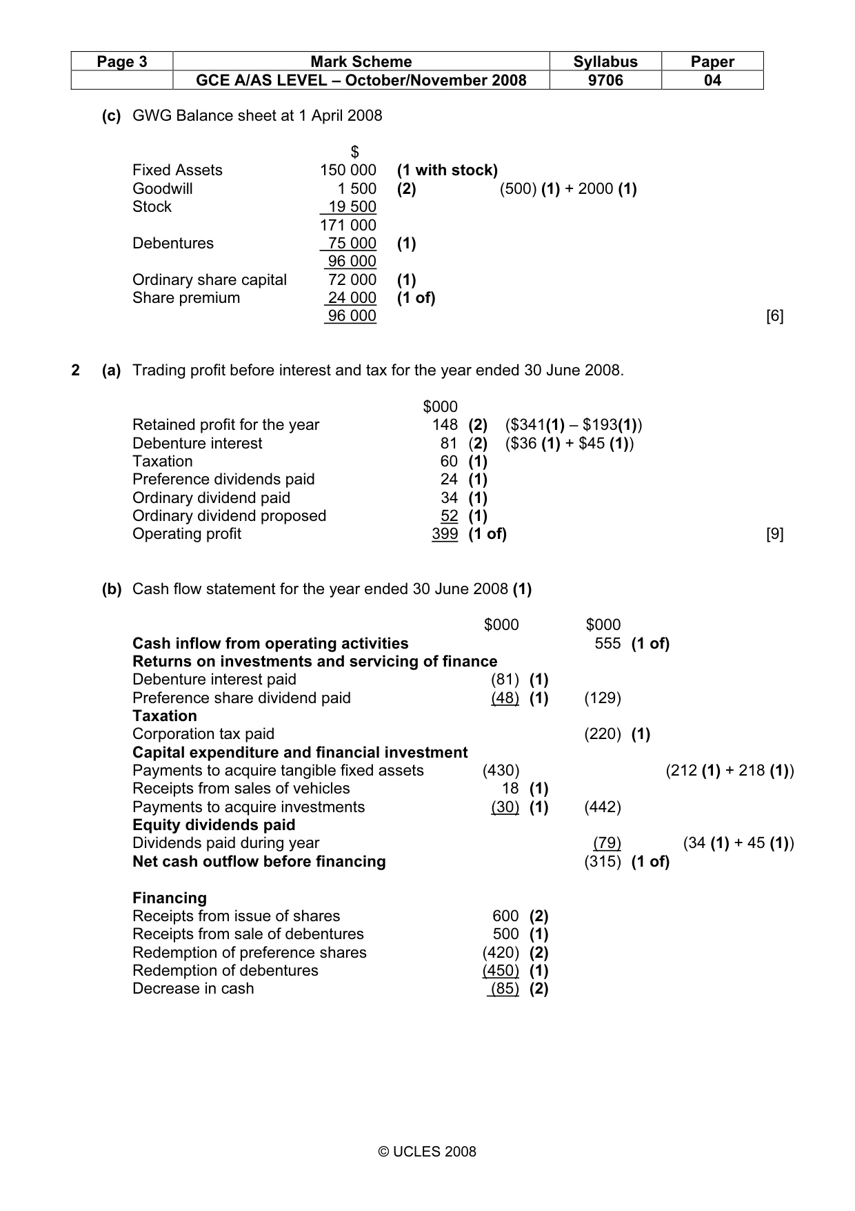 Mark scheme, page 3 of 5