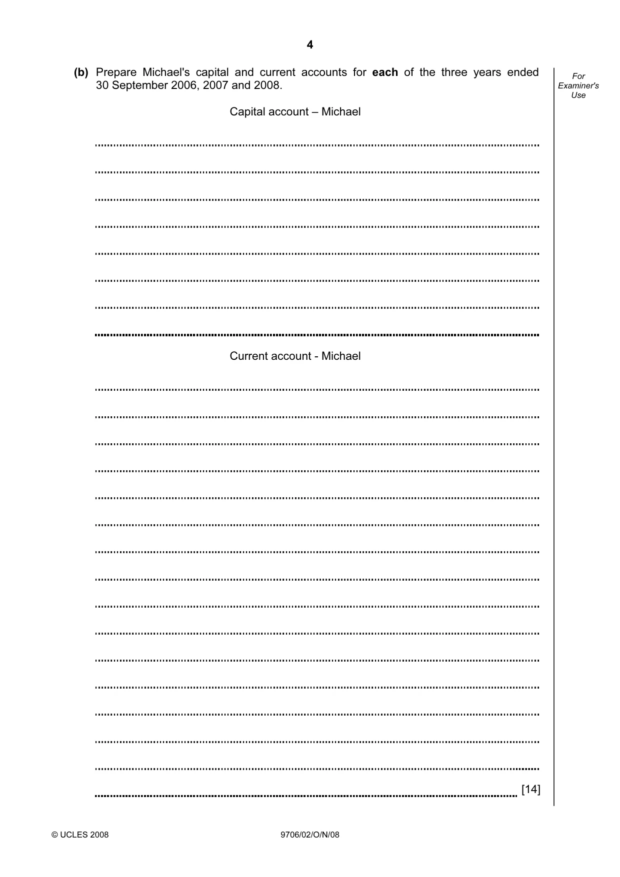 Cambridge A Level Accounting 9706 2008 Oct/Nov Paper 2 · Variant 1 question paper, page 4 of 16