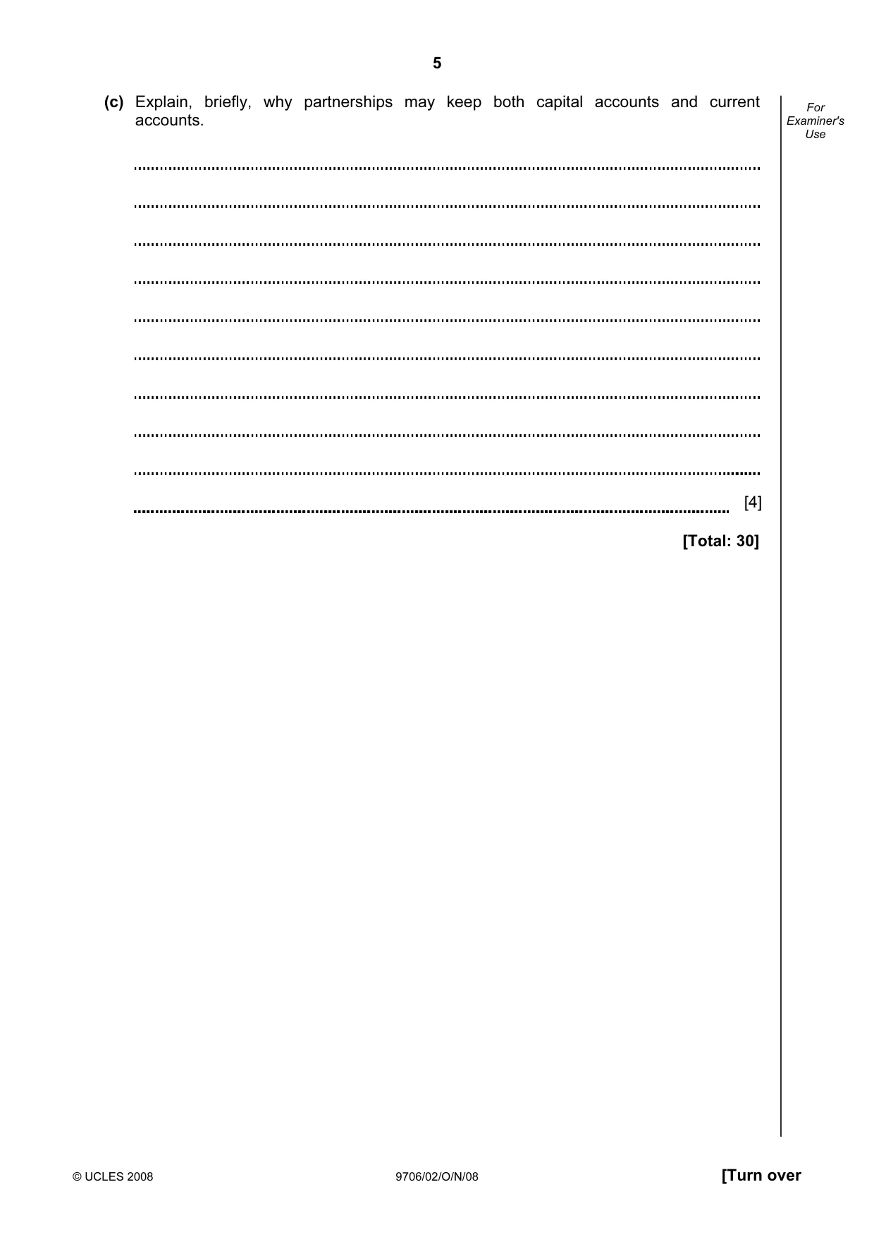 Cambridge A Level Accounting 9706 2008 Oct/Nov Paper 2 · Variant 1 question paper, page 5 of 16
