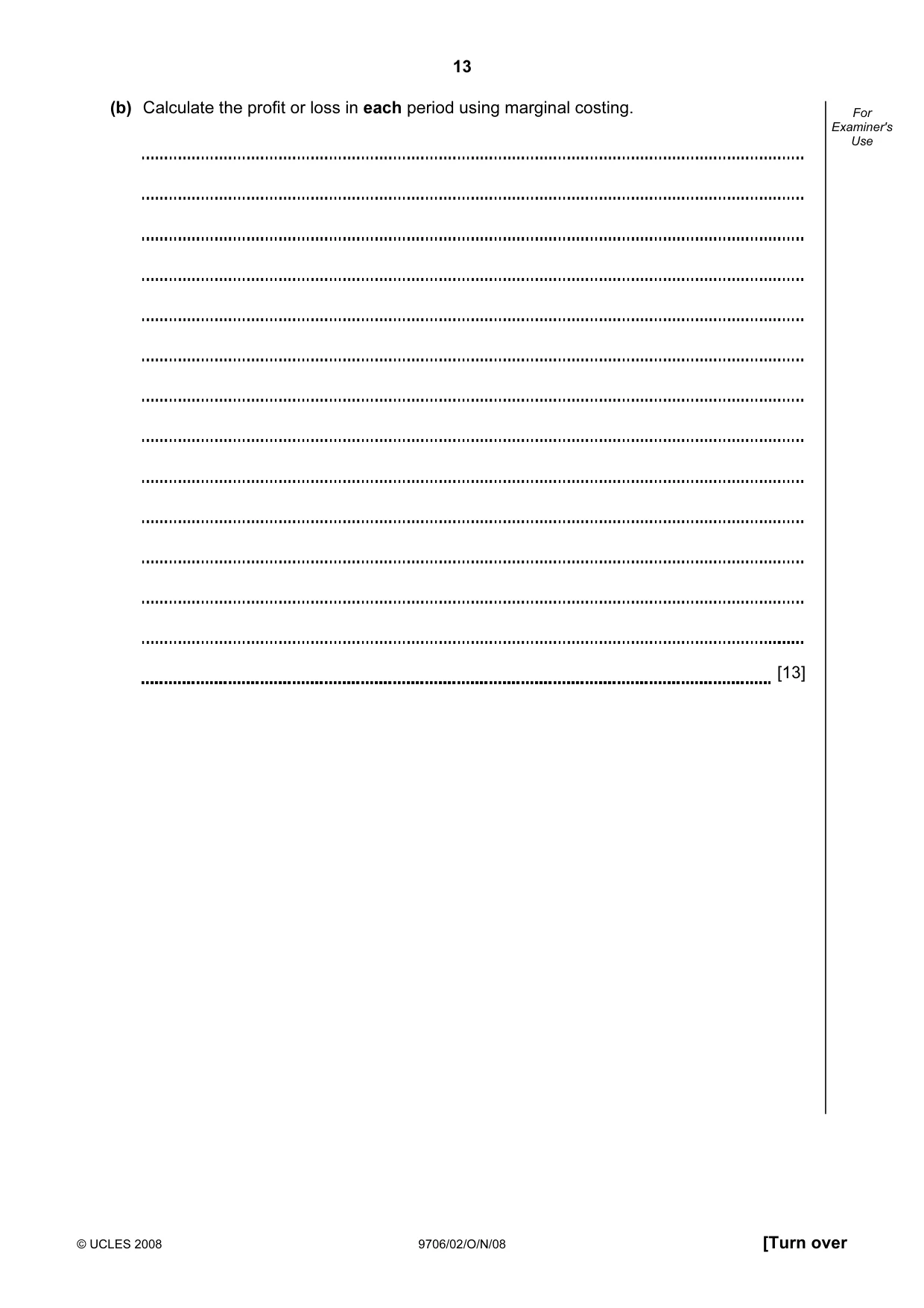 Cambridge A Level Accounting 9706 2008 Oct/Nov Paper 2 · Variant 1 question paper, page 13 of 16