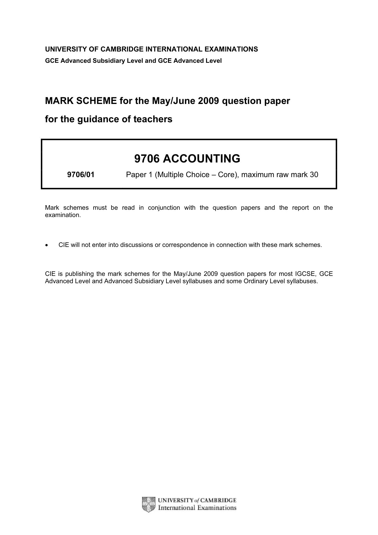 Mark scheme, page 1 of 2