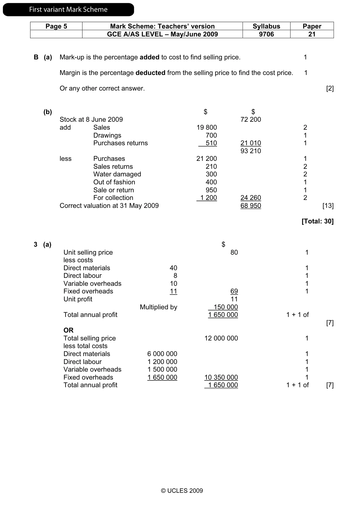 Mark scheme, page 6 of 13