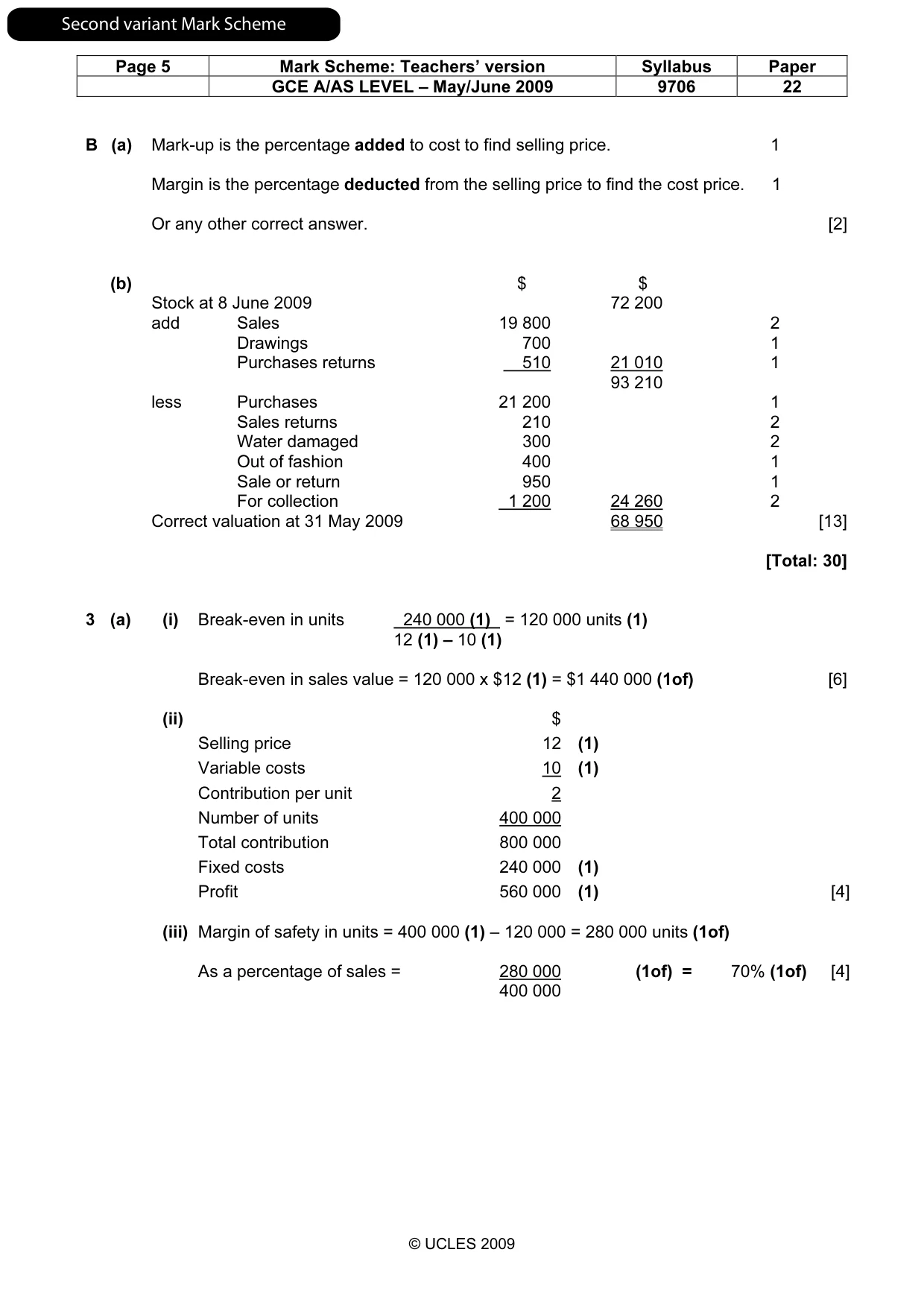 Mark scheme, page 12 of 13