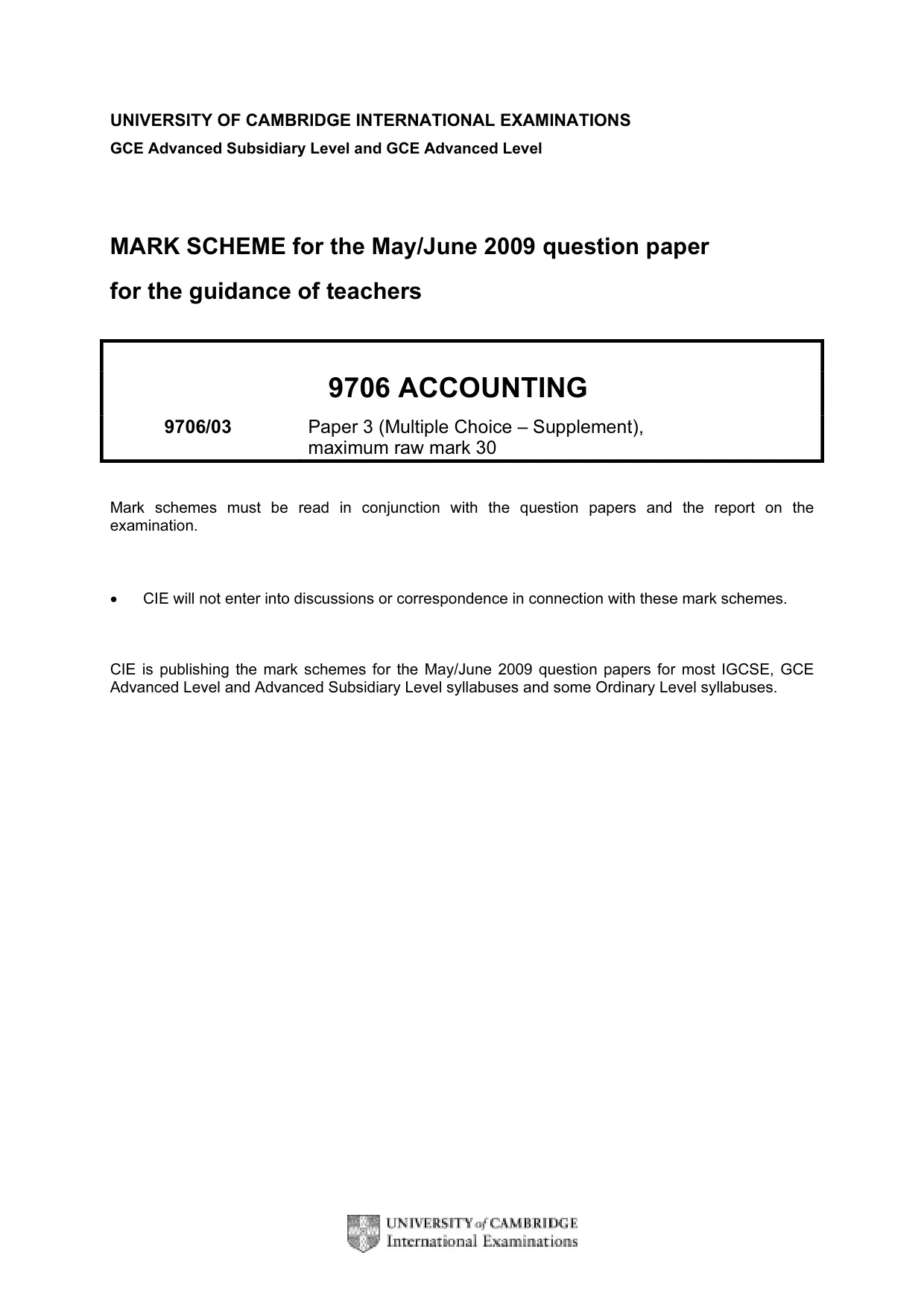 Mark scheme, page 1 of 2