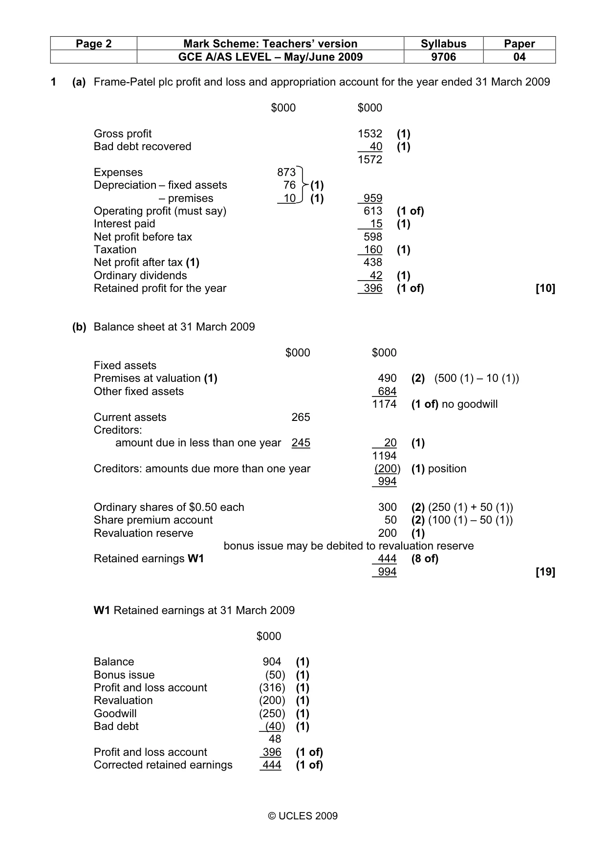 Mark scheme, page 2 of 5