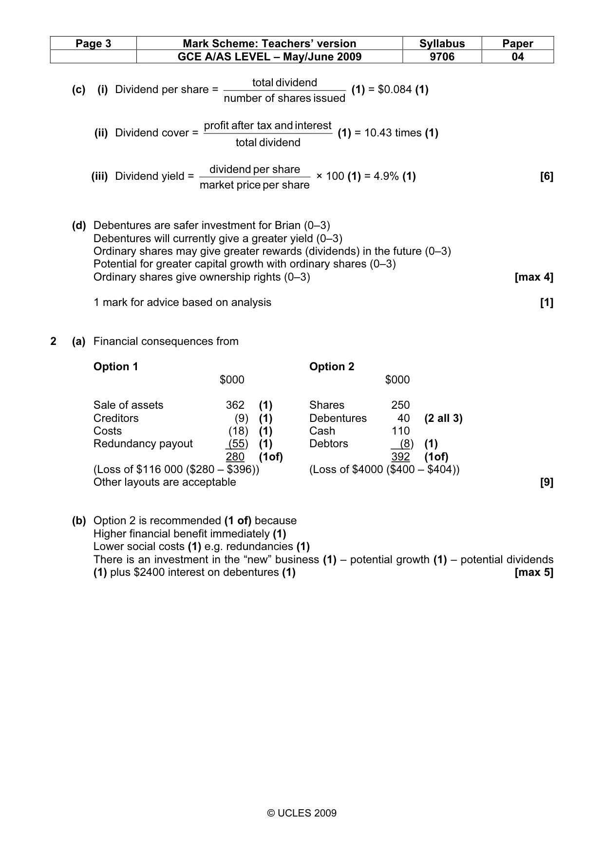 Mark scheme, page 3 of 5
