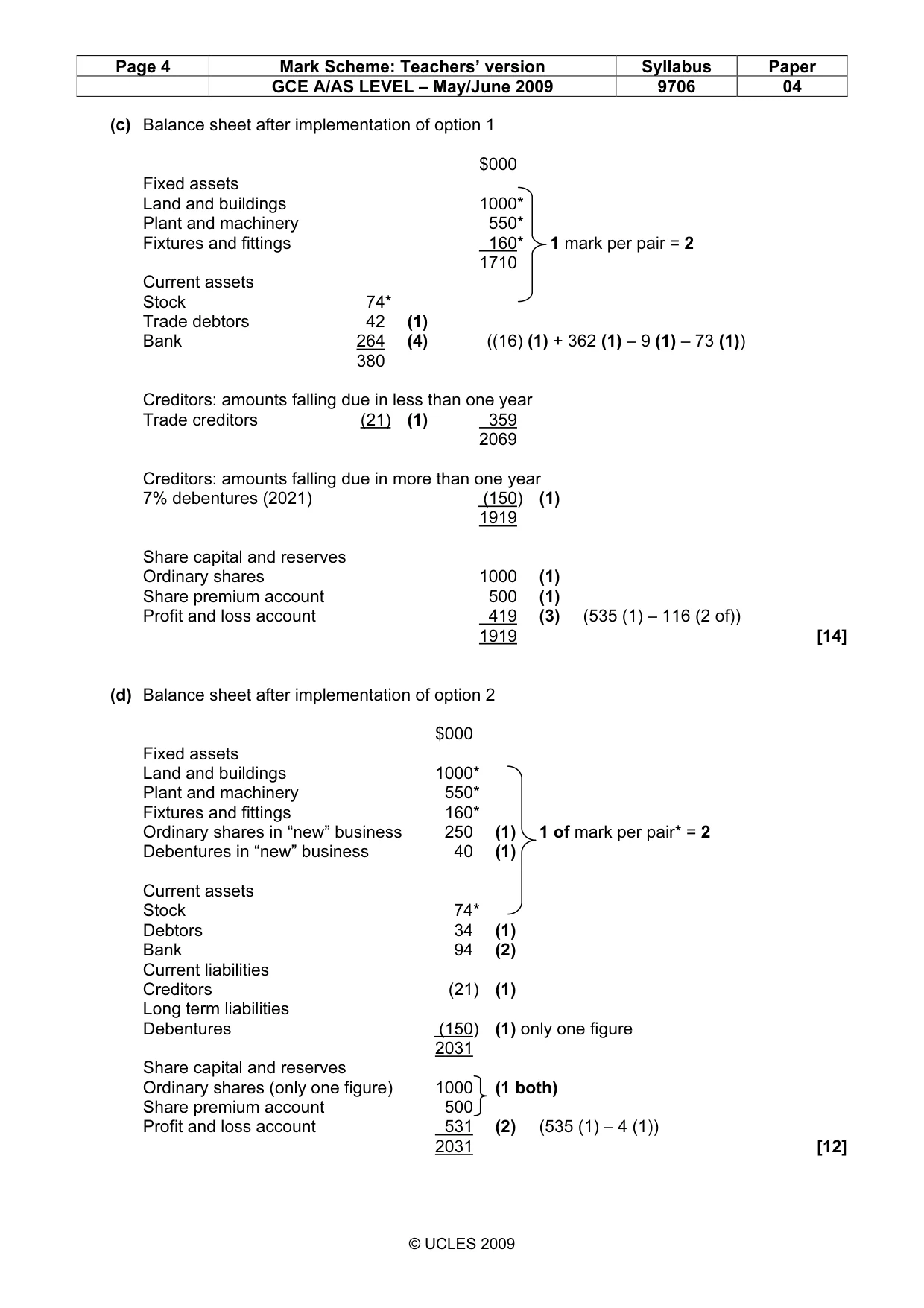 Mark scheme, page 4 of 5