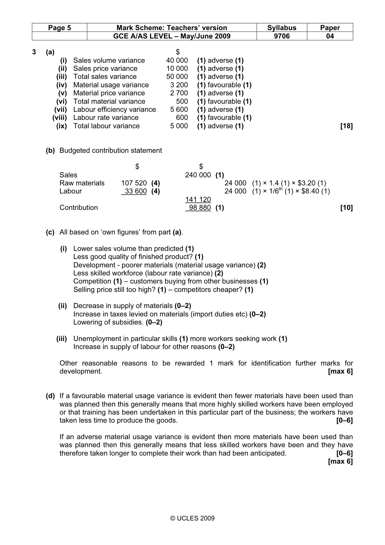 Mark scheme, page 5 of 5