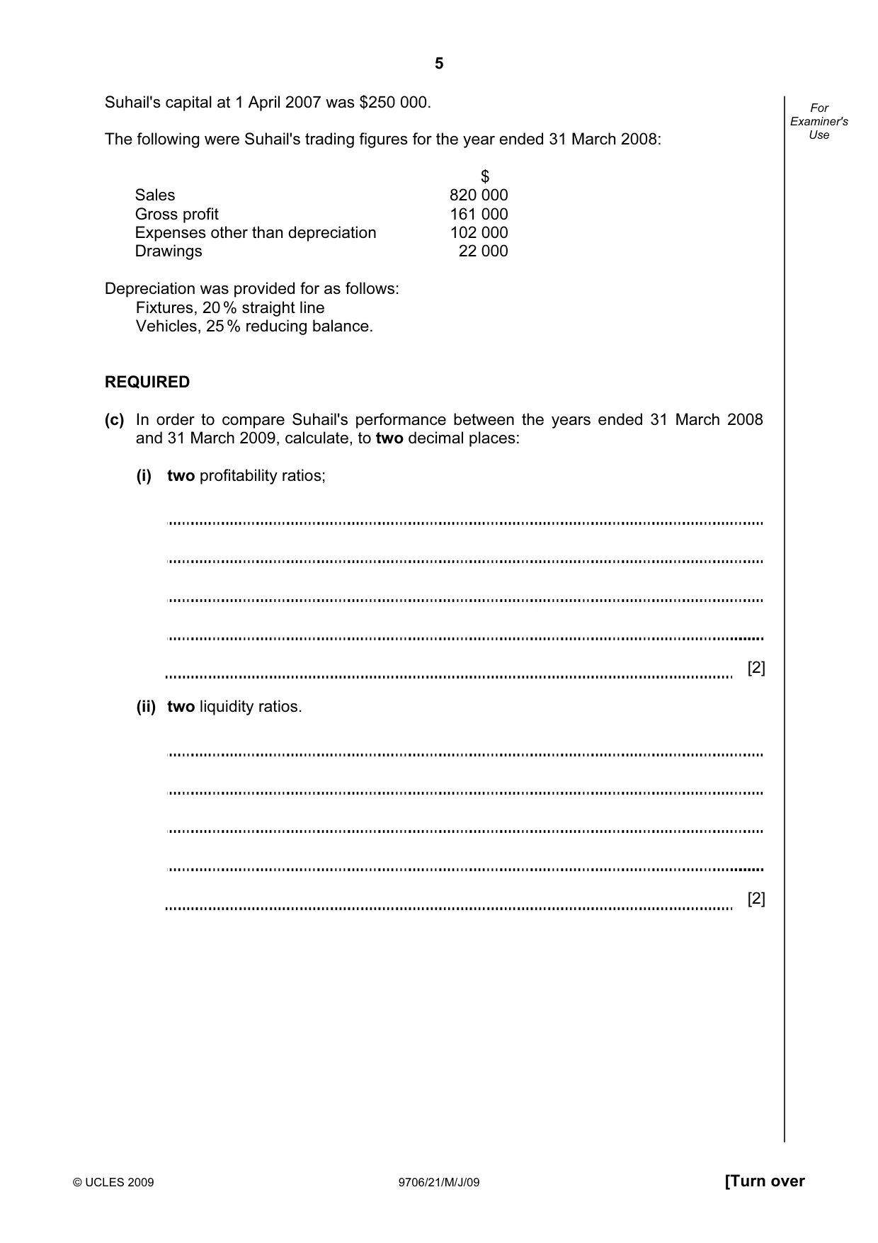 Cambridge A Level Accounting 9706 2009 May/June Paper 2 · Variant 1 question paper, page 6 of 33