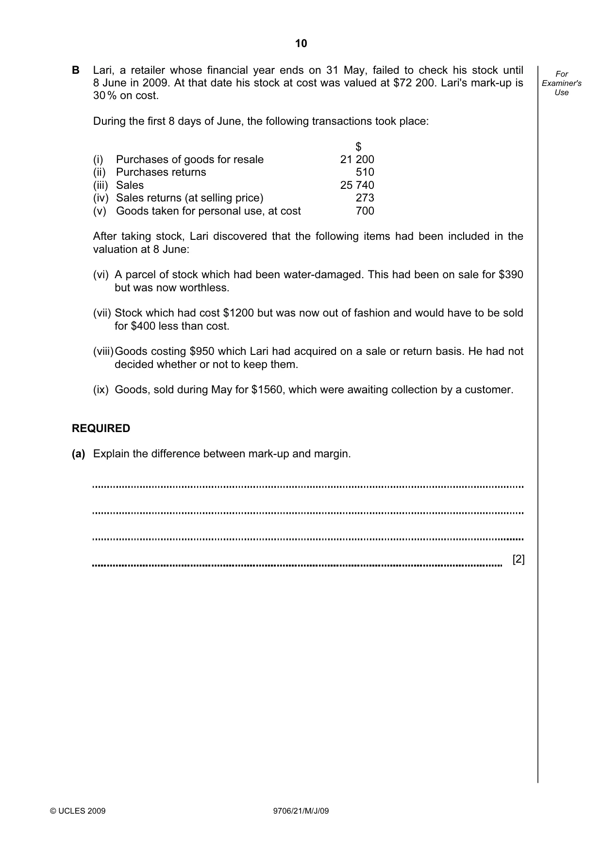 Cambridge A Level Accounting 9706 2009 May/June Paper 2 · Variant 1 question paper, page 11 of 33