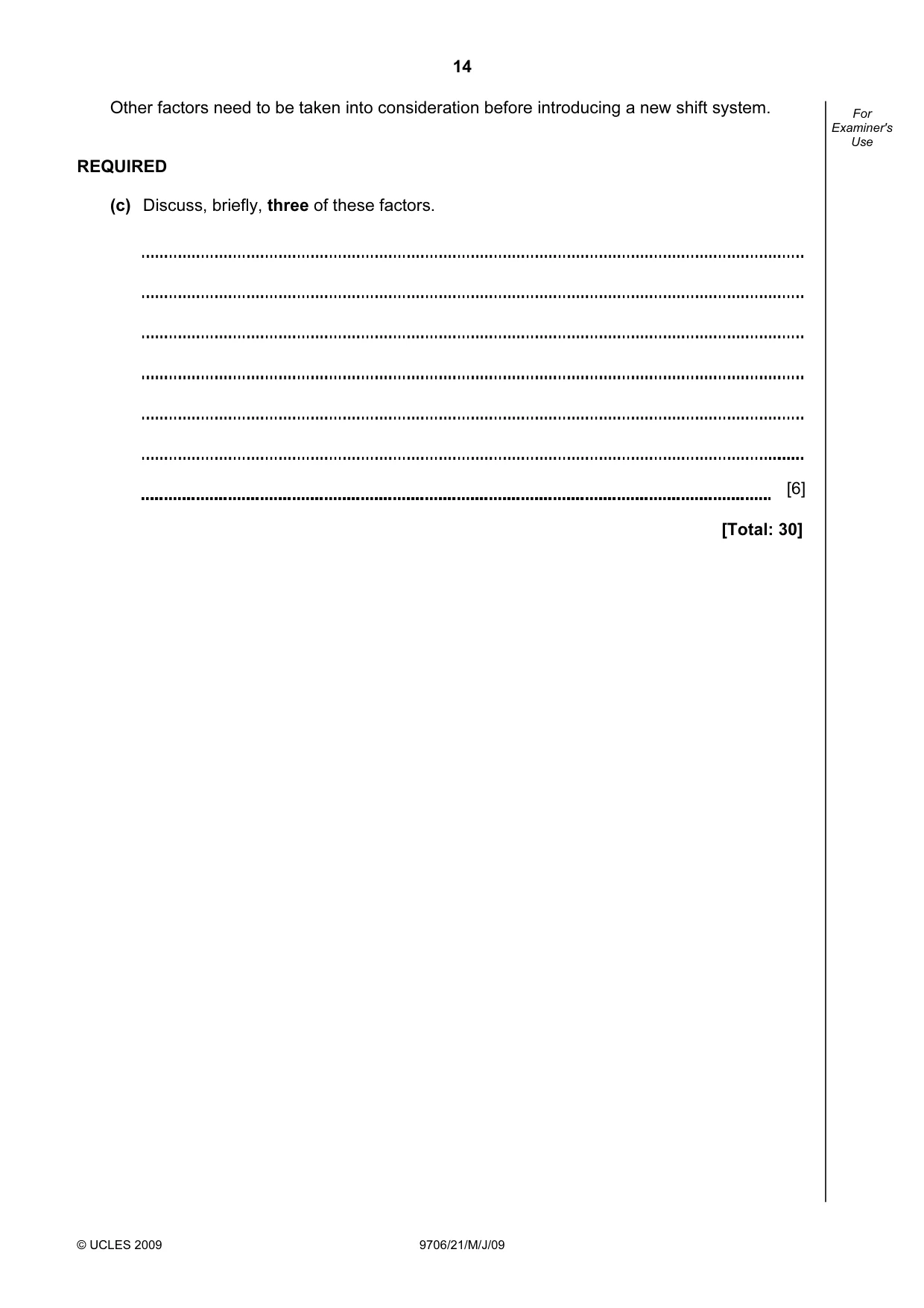 Cambridge A Level Accounting 9706 2009 May/June Paper 2 · Variant 1 question paper, page 15 of 33