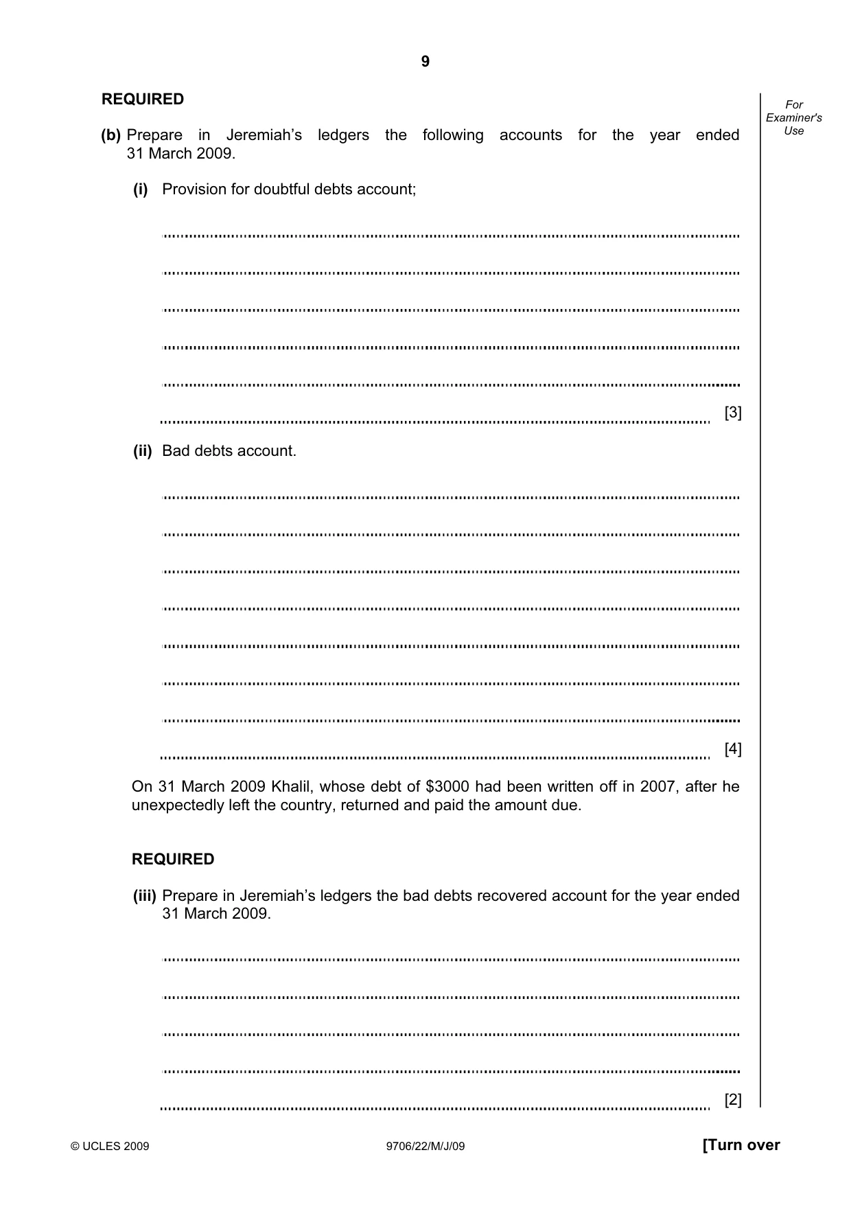 Cambridge A Level Accounting 9706 2009 May/June Paper 2 · Variant 1 question paper, page 26 of 33