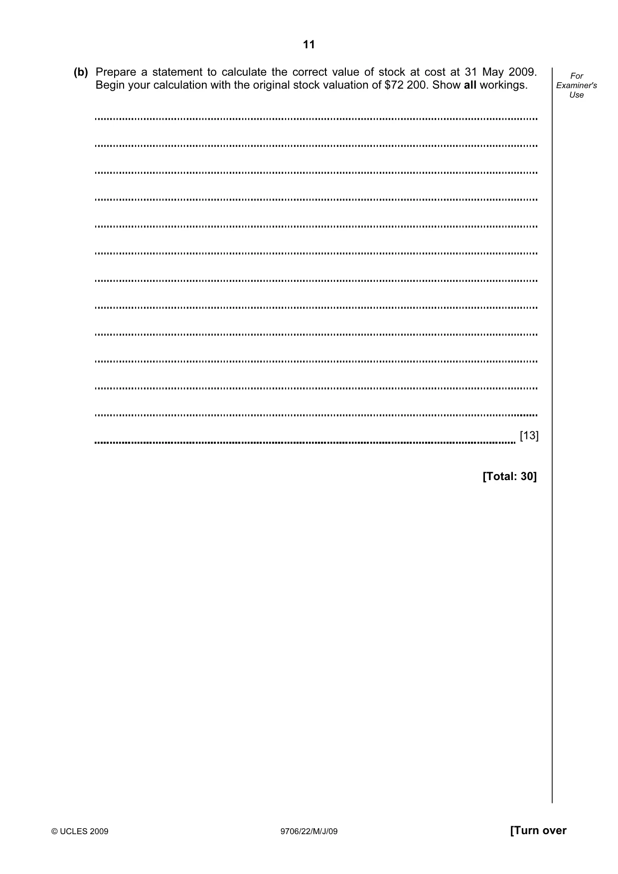 Cambridge A Level Accounting 9706 2009 May/June Paper 2 · Variant 1 question paper, page 28 of 33