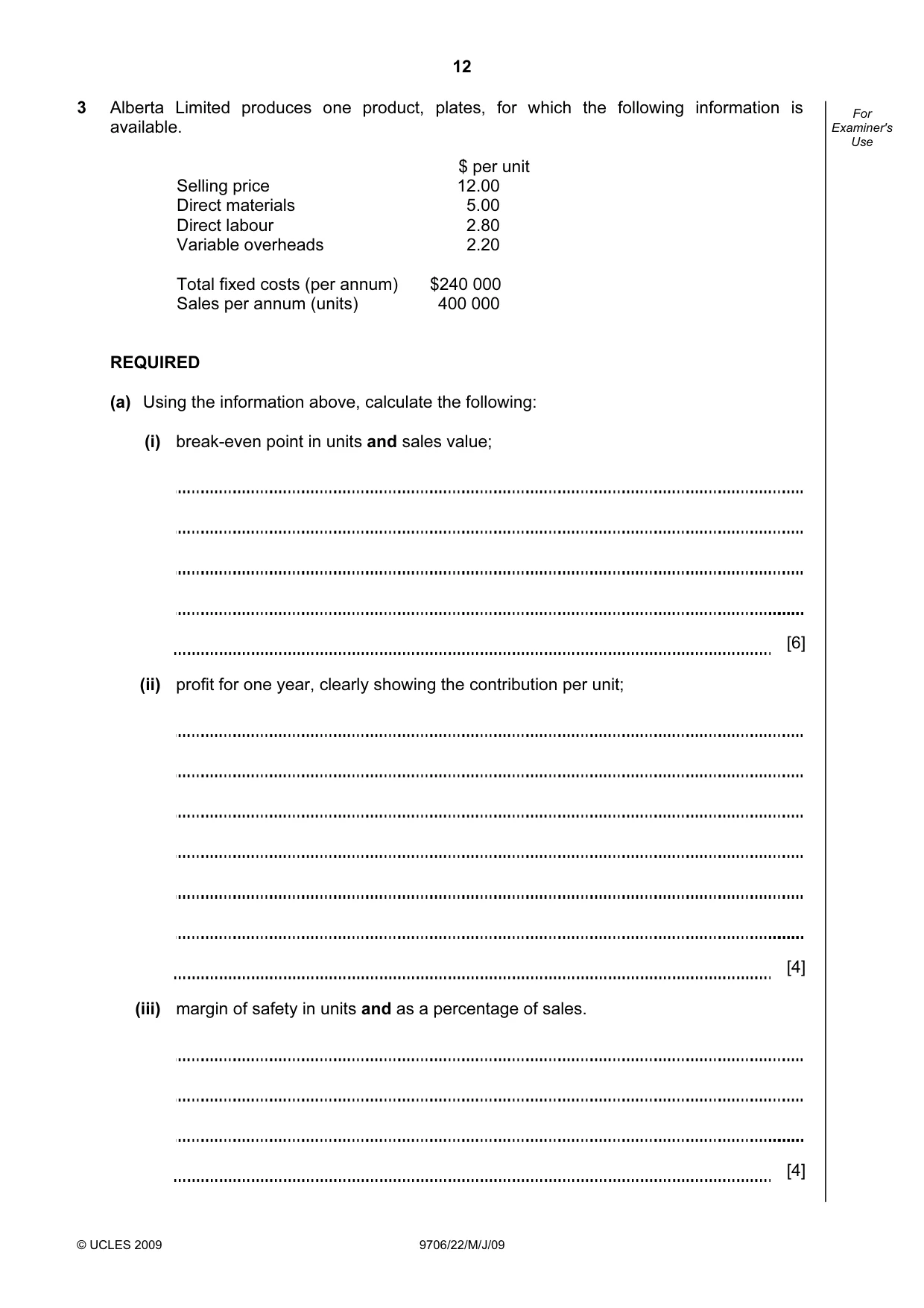 Cambridge A Level Accounting 9706 2009 May/June Paper 2 · Variant 1 question paper, page 29 of 33